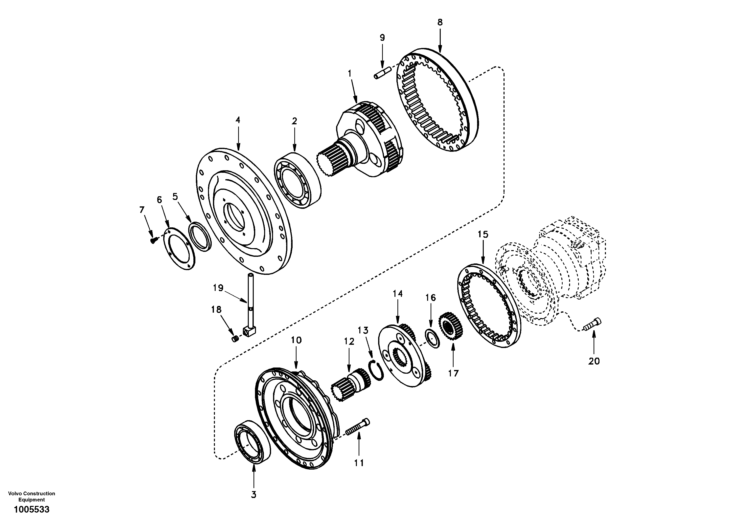 Схема запчастей Volvo EC290 - 106682 Swing gearbox 