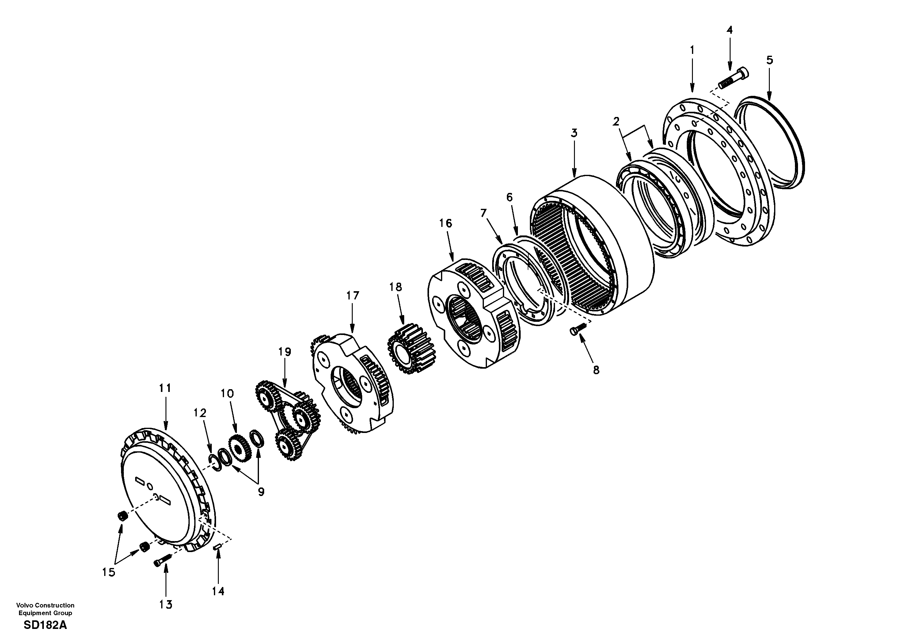 Схема запчастей Volvo EC290 - 54686 Travel gearbox 