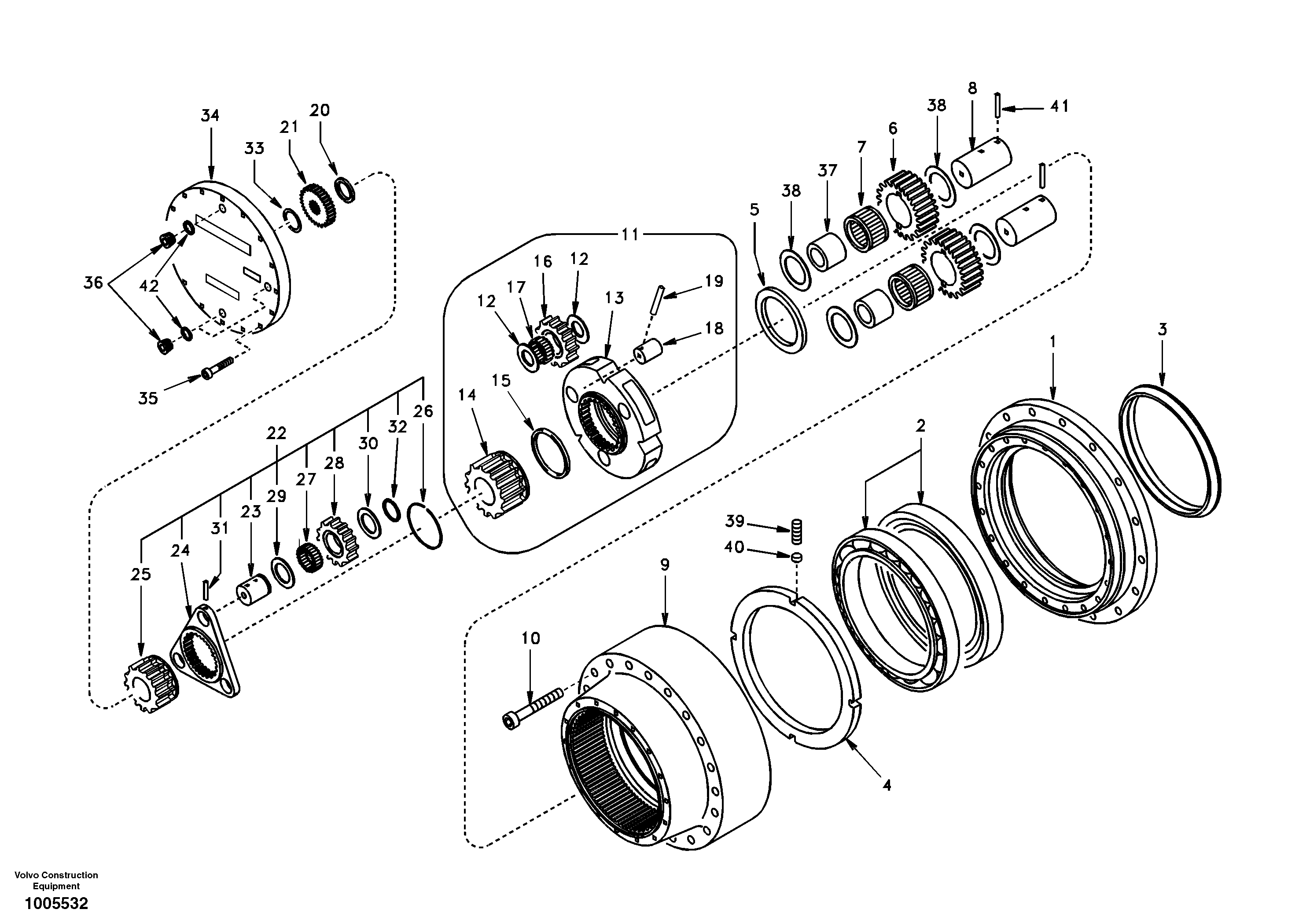 Схема запчастей Volvo EC290 - 95824 Travel gearbox 