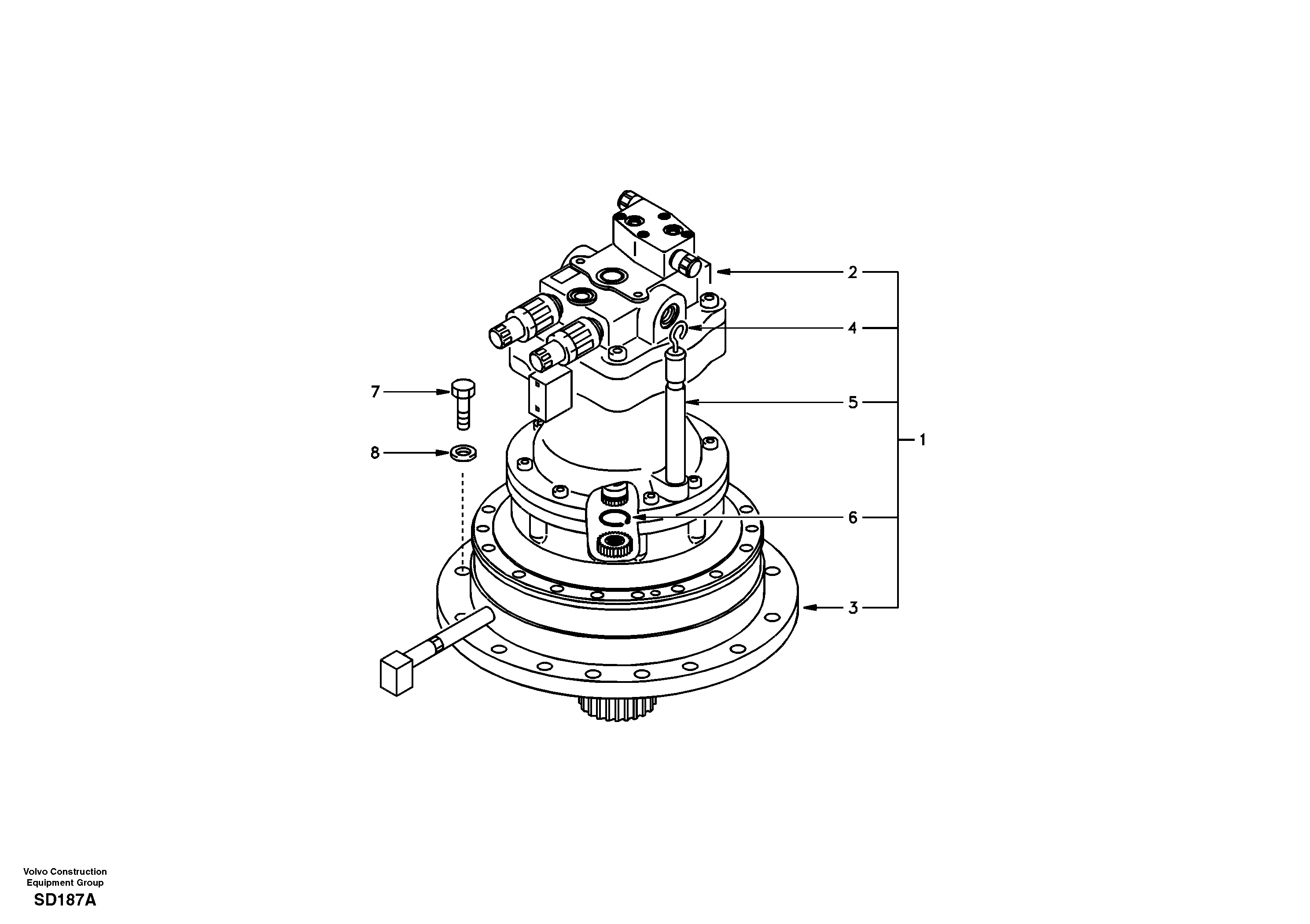 Схема запчастей Volvo EC290 - 17461 Swing motor with mounting parts 