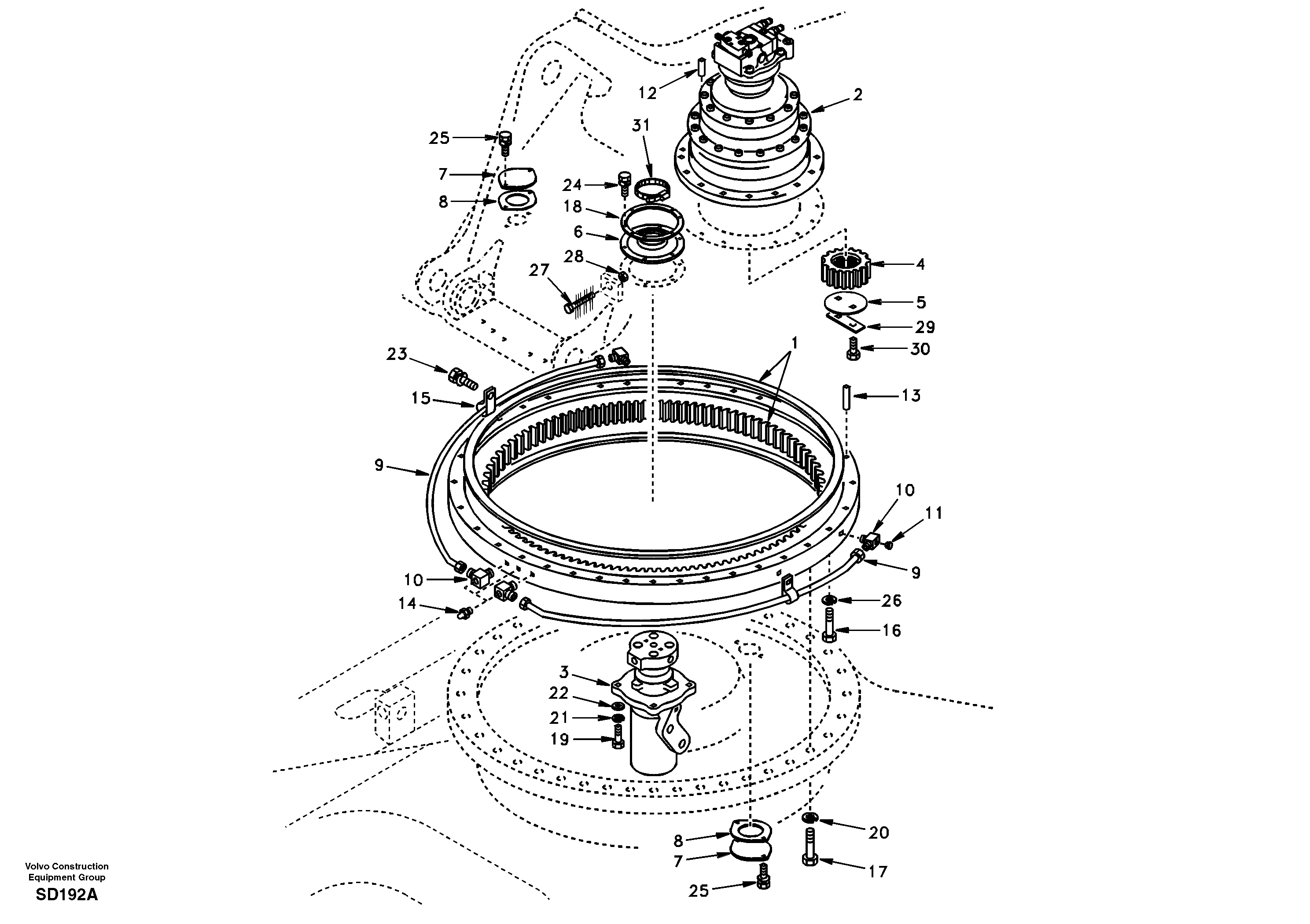 Схема запчастей Volvo EC290 - 47879 Swing system 