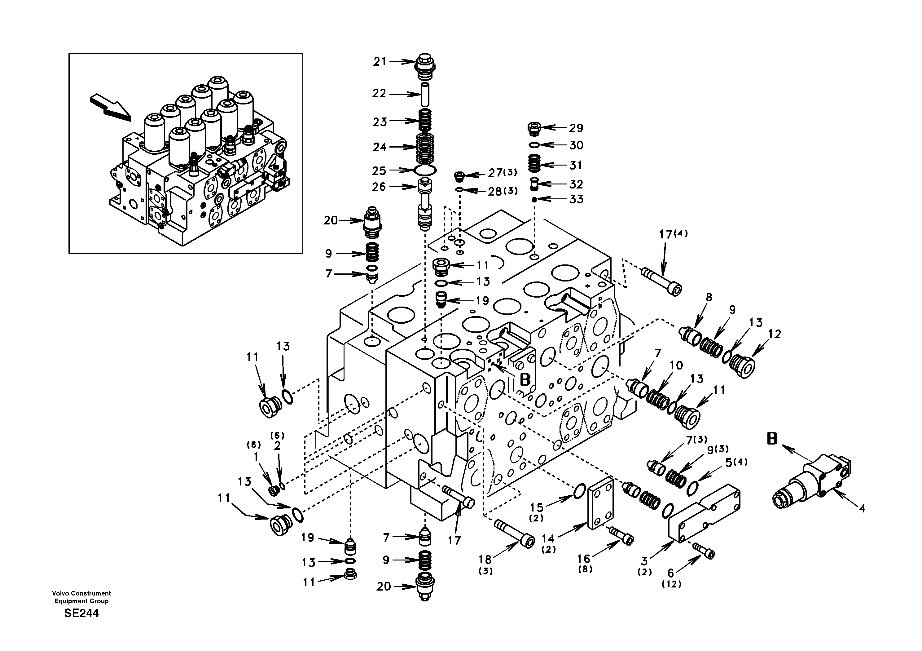 Схема запчастей Volvo EC360 - 40722 Control valve with fitting parts 