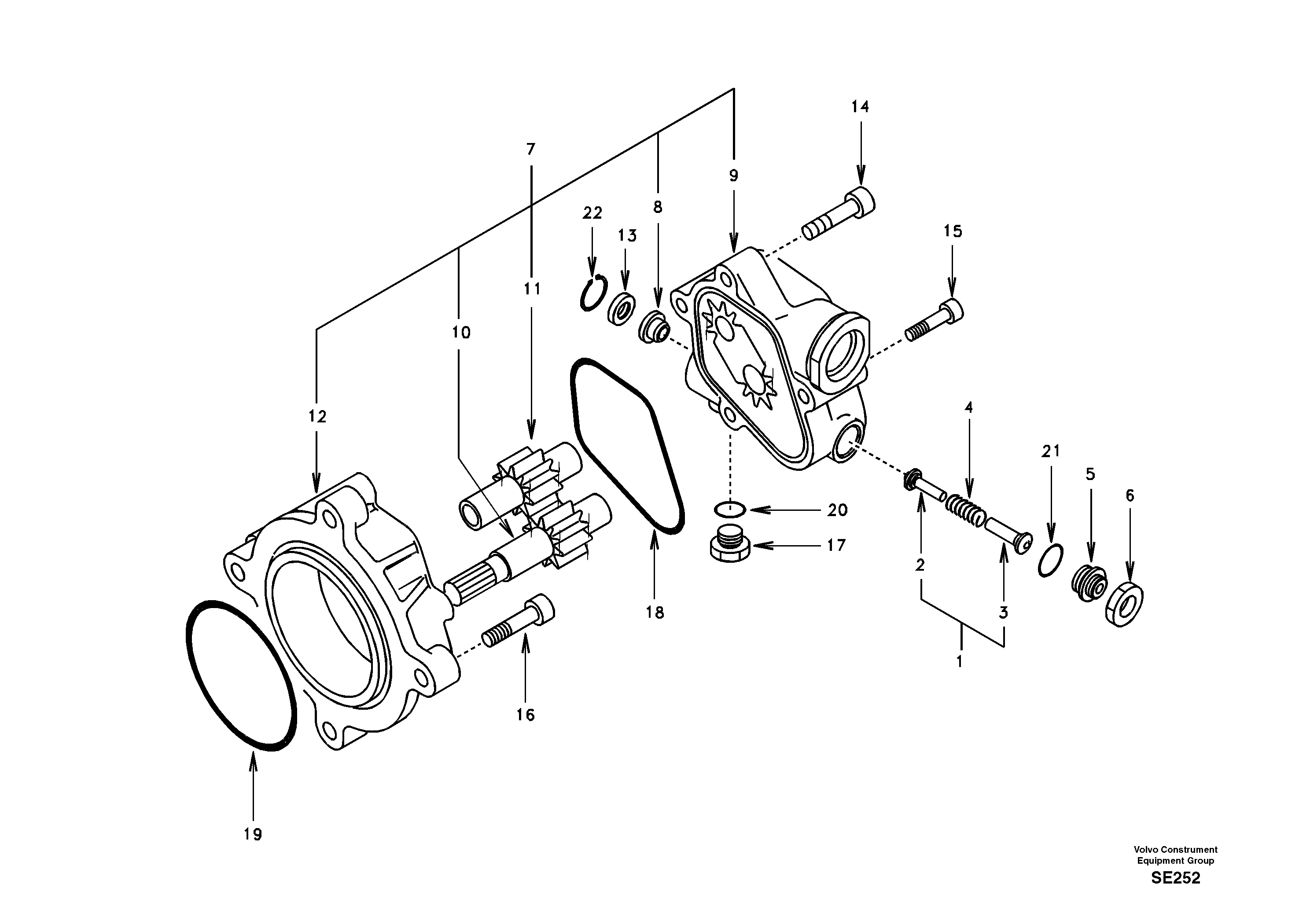 Схема запчастей Volvo EC360 - 51118 Гидронасос (шестеренчатый) 