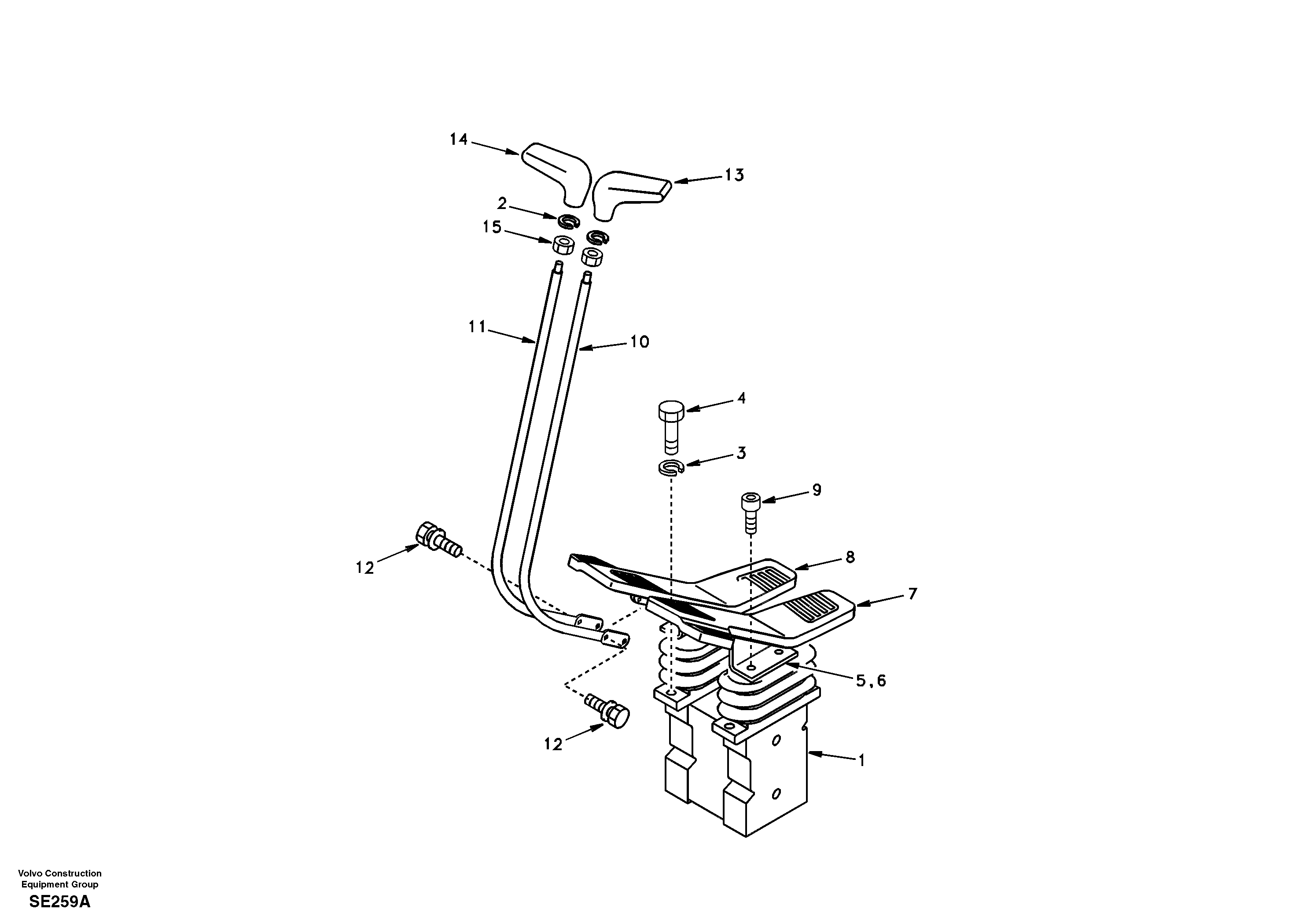 Схема запчастей Volvo EC360 - 39789 Remote control valve pedal with fitting parts 