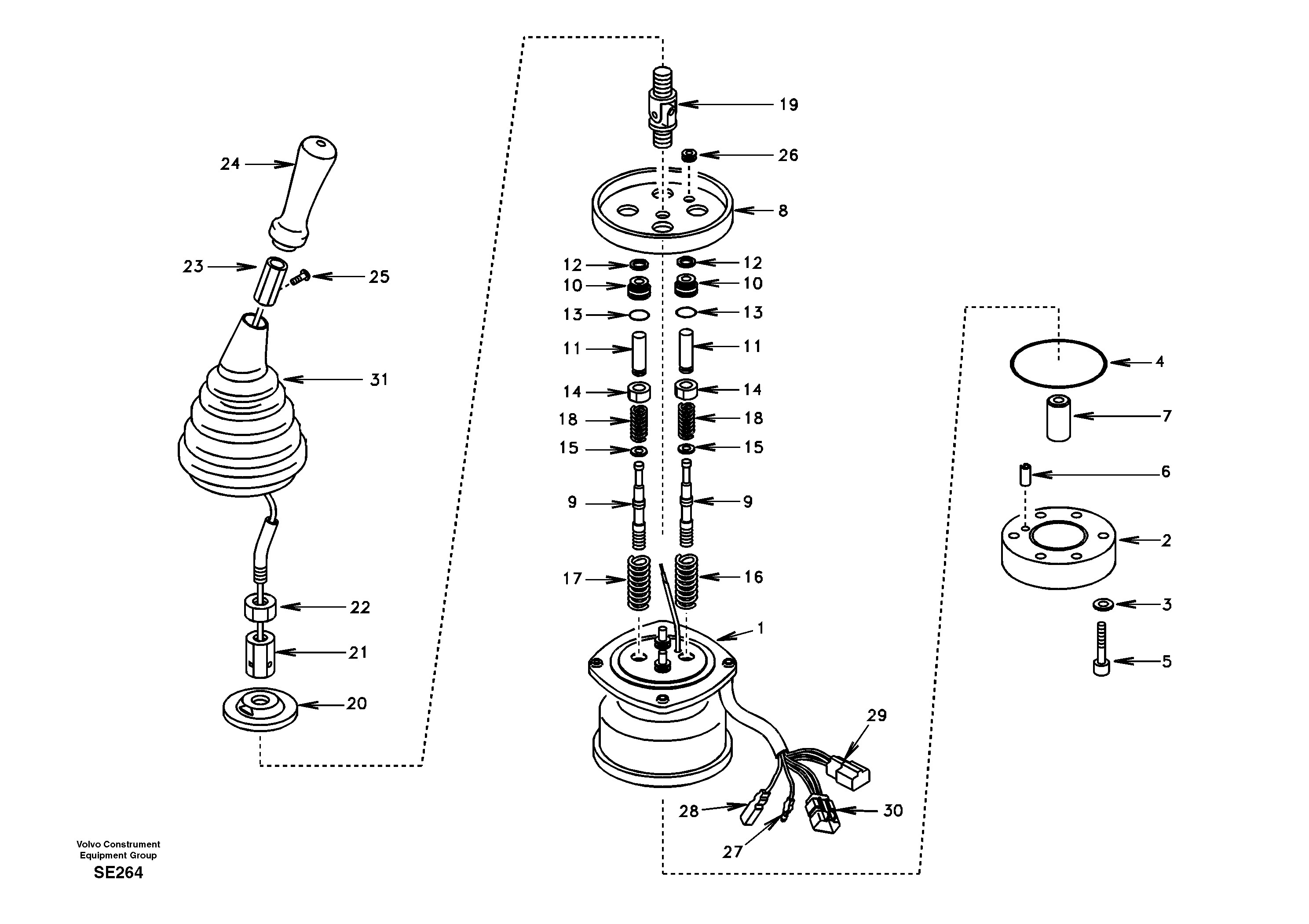 Схема запчастей Volvo EC360 - 44564 Servo system, remote control valve 