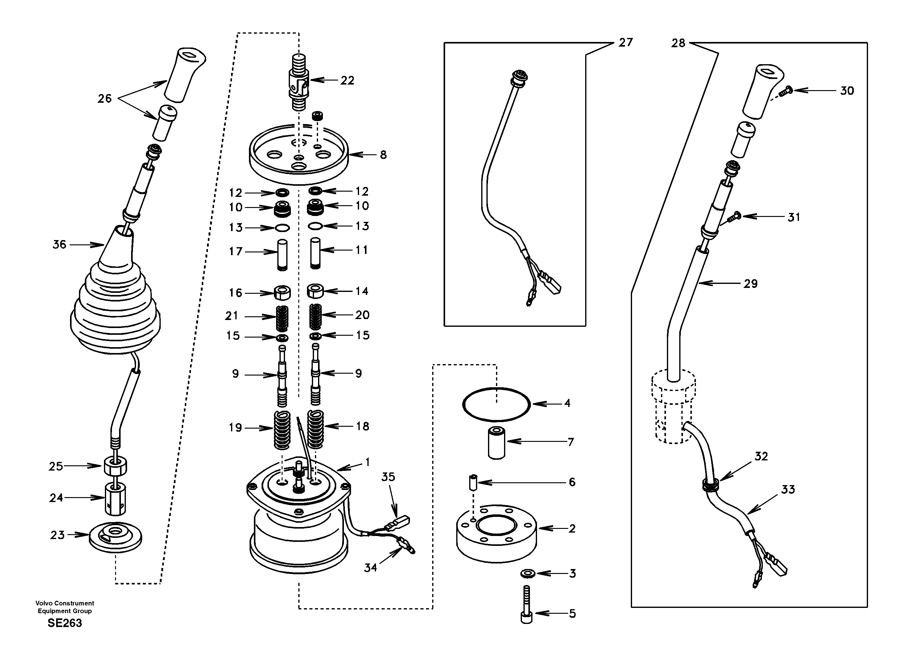 Схема запчастей Volvo EC360 - 92533 Servo system, remote control valve 