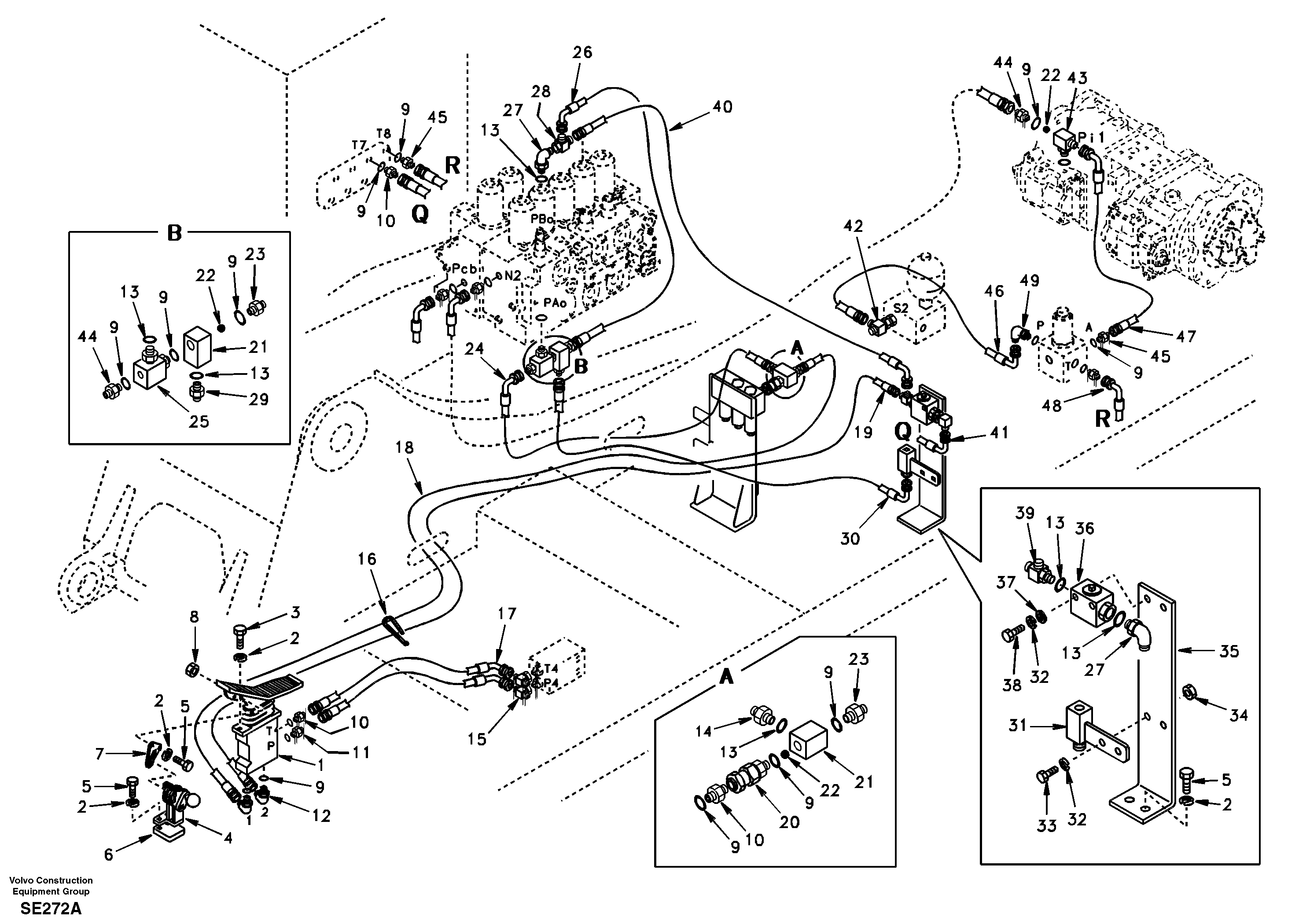 Схема запчастей Volvo EC360 - 44305 Working hydraulic, hammer and shear for 1st pump flow 