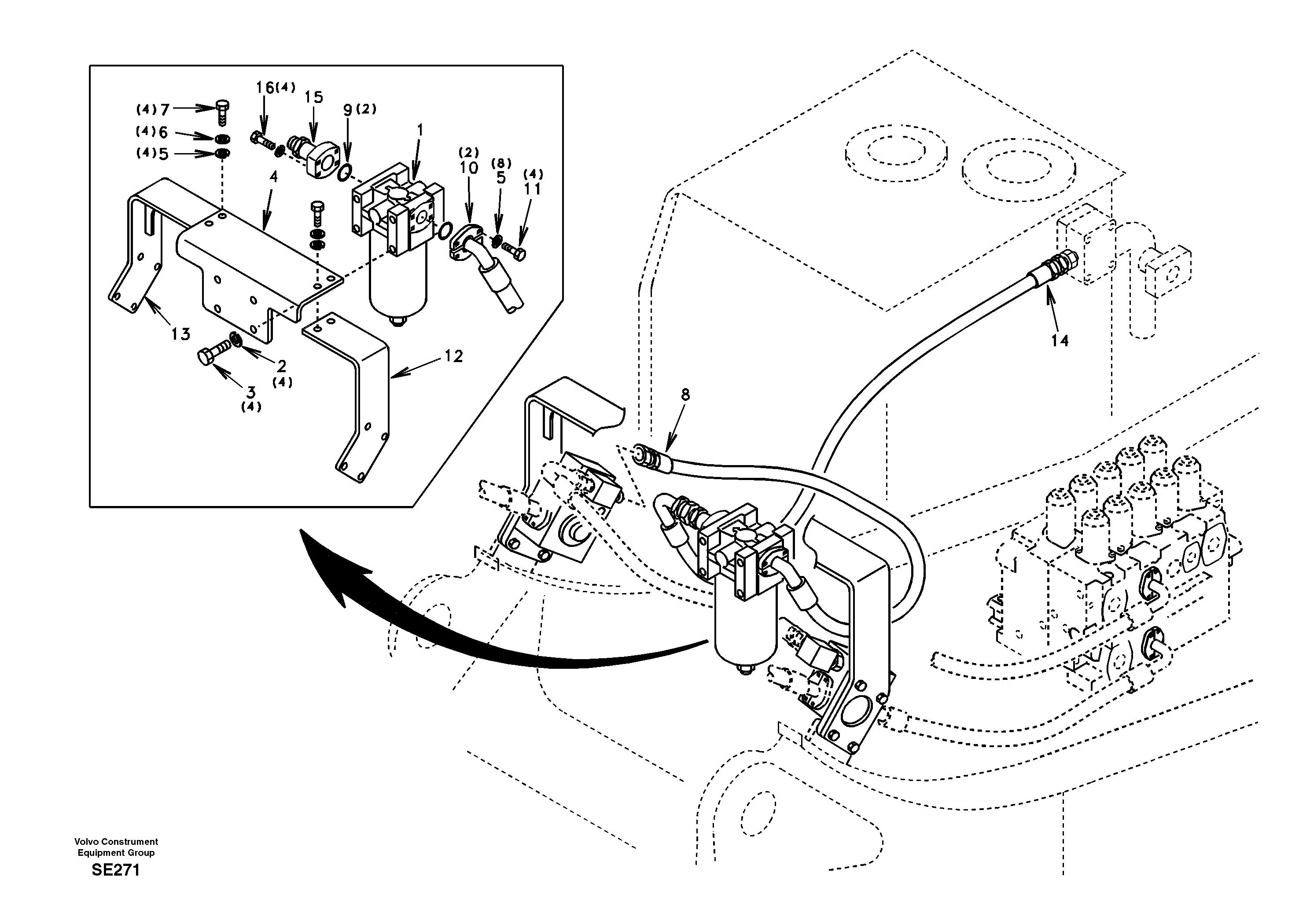 Схема запчастей Volvo EC360 - 48626 Working hydraulic, hammer and shear for return filter 