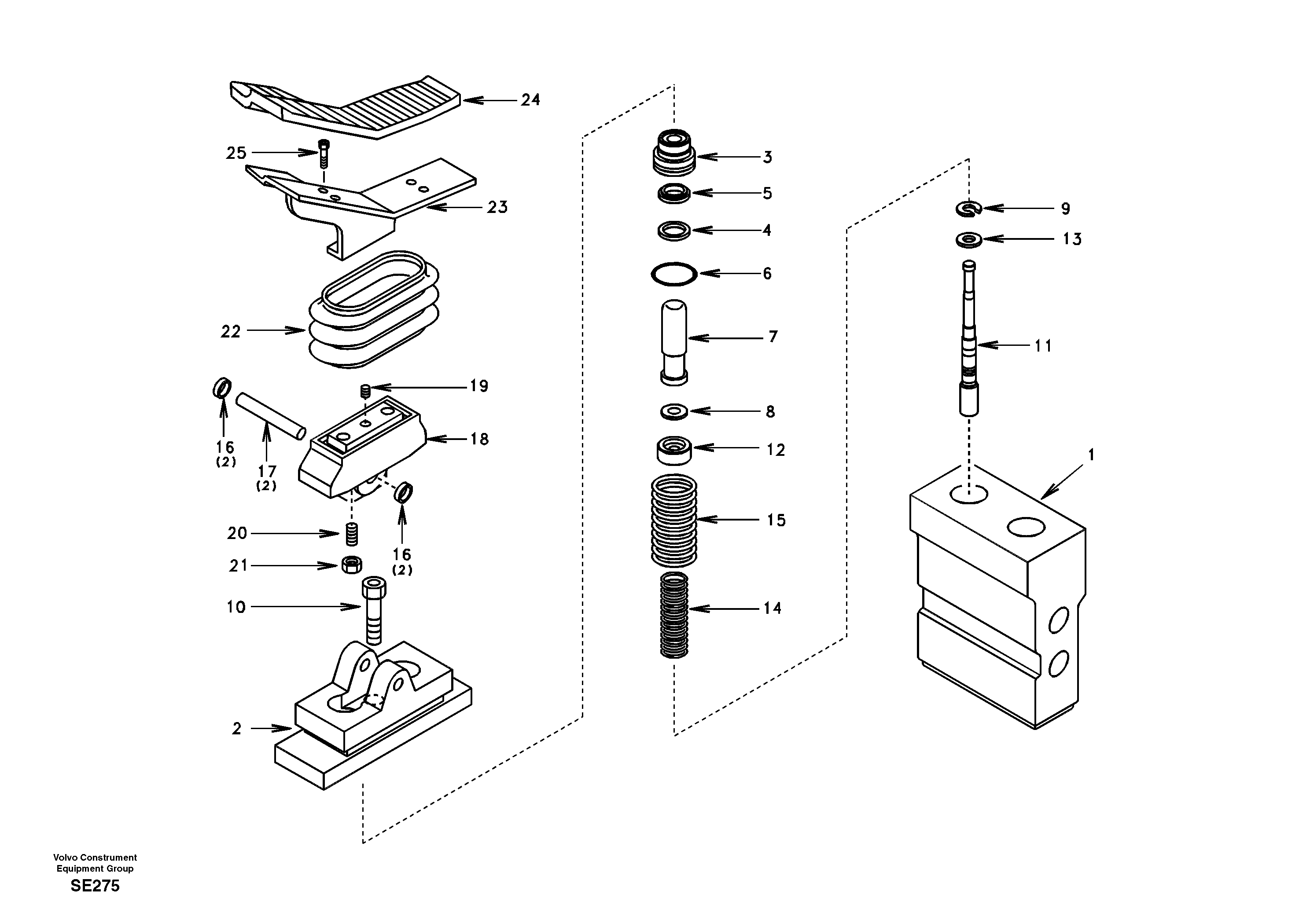 Схема запчастей Volvo EC360 - 50803 Working hydraulic, remote control valve pedal for hammer and shear 