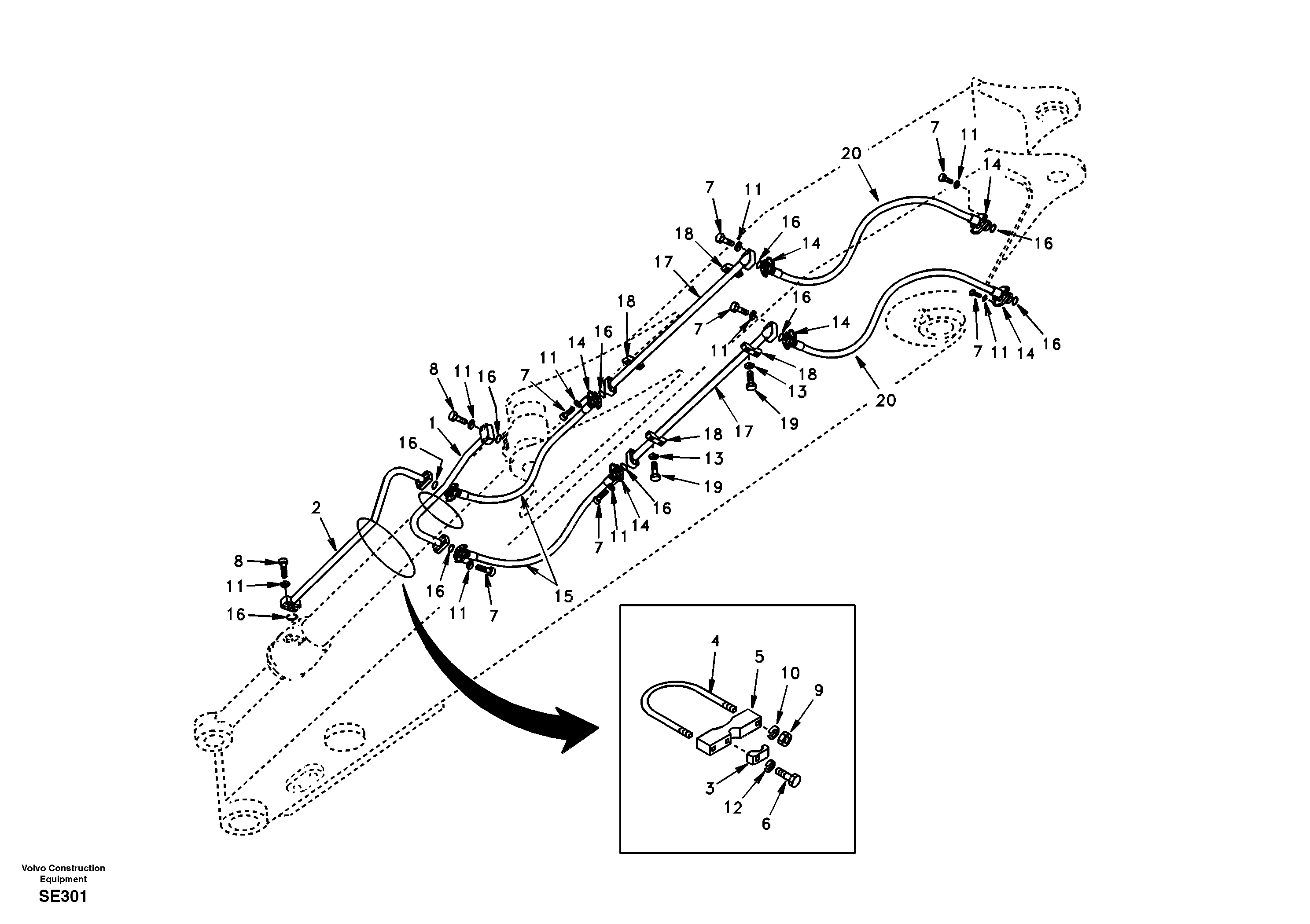 Схема запчастей Volvo EC360 - 55968 Working hydraulic, long dipper arm 