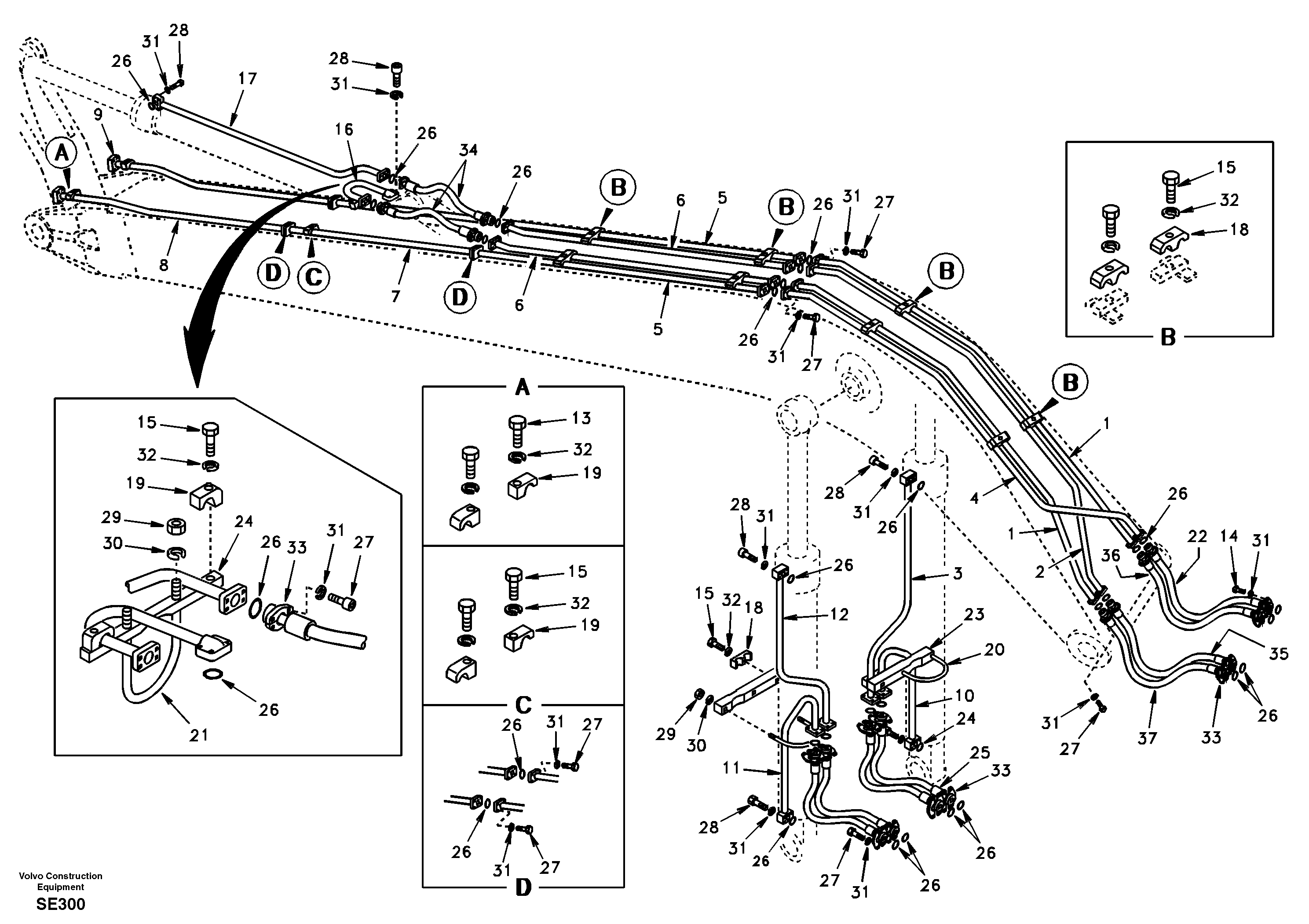 Схема запчастей Volvo EC360 - 75171 Working hydraulic, long boom 