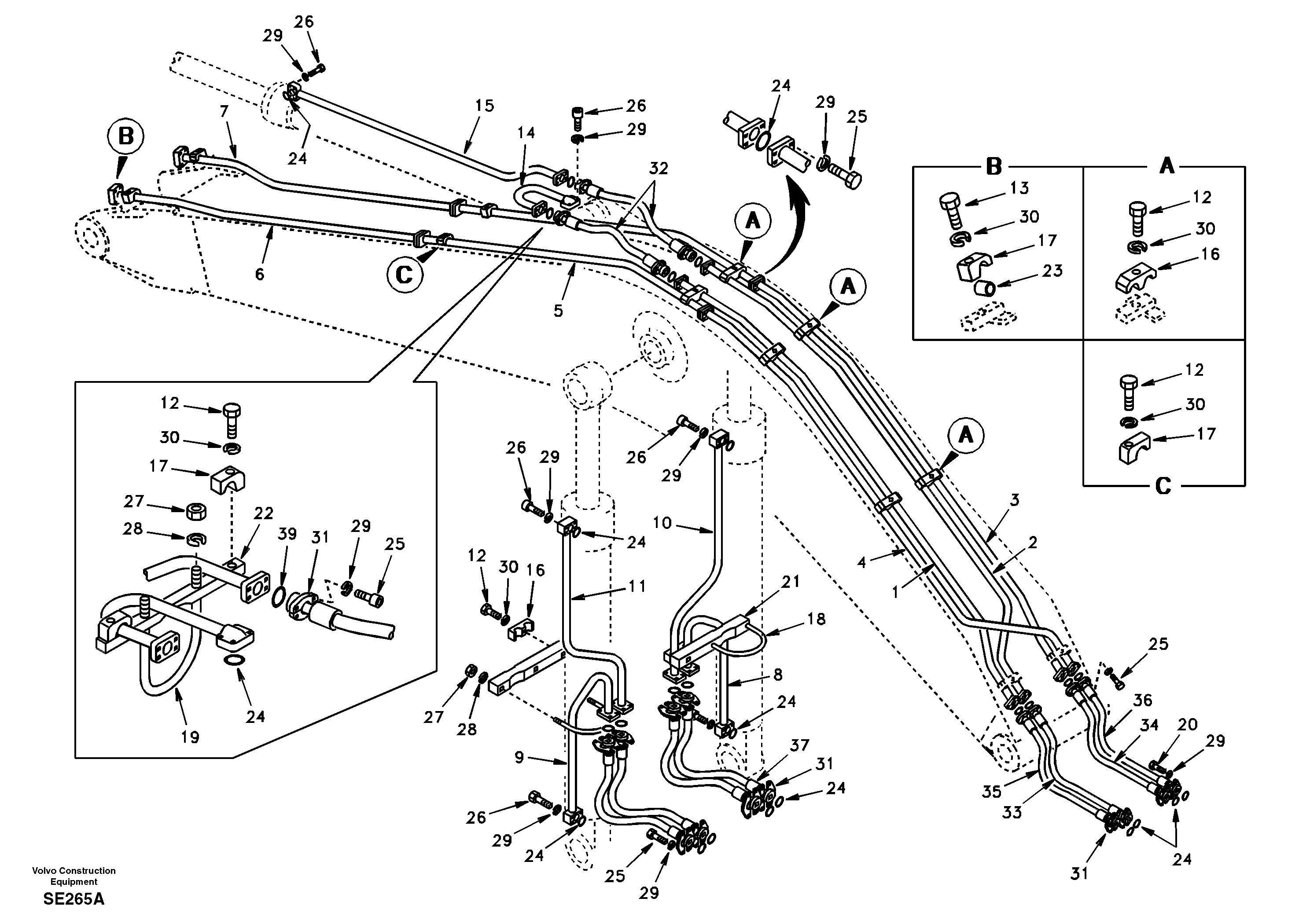 Схема запчастей Volvo EC360 - 81098 Working hydraulic, boom 