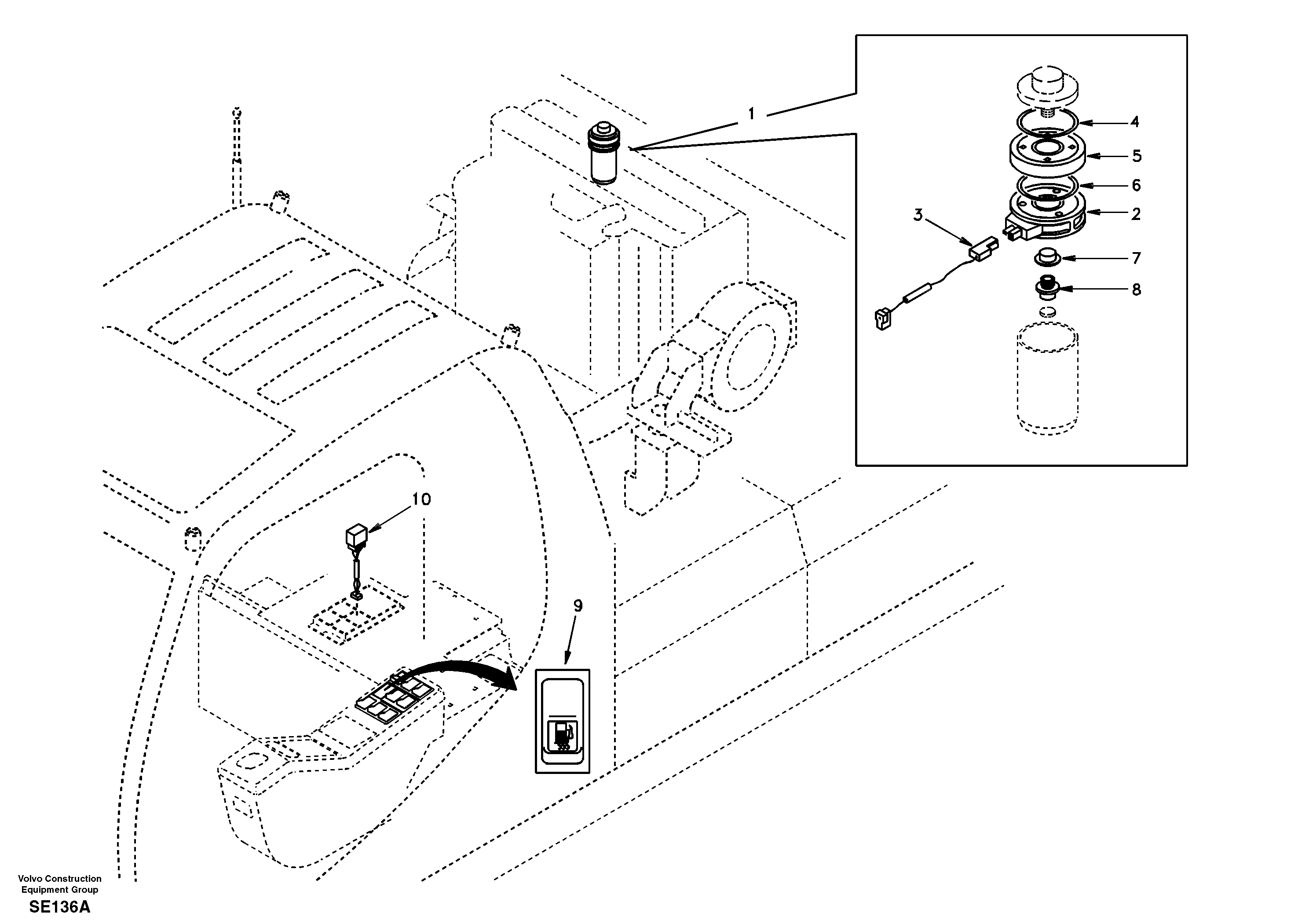 Схема запчастей Volvo EC360 - 42130 Fuel line, fuel heater 