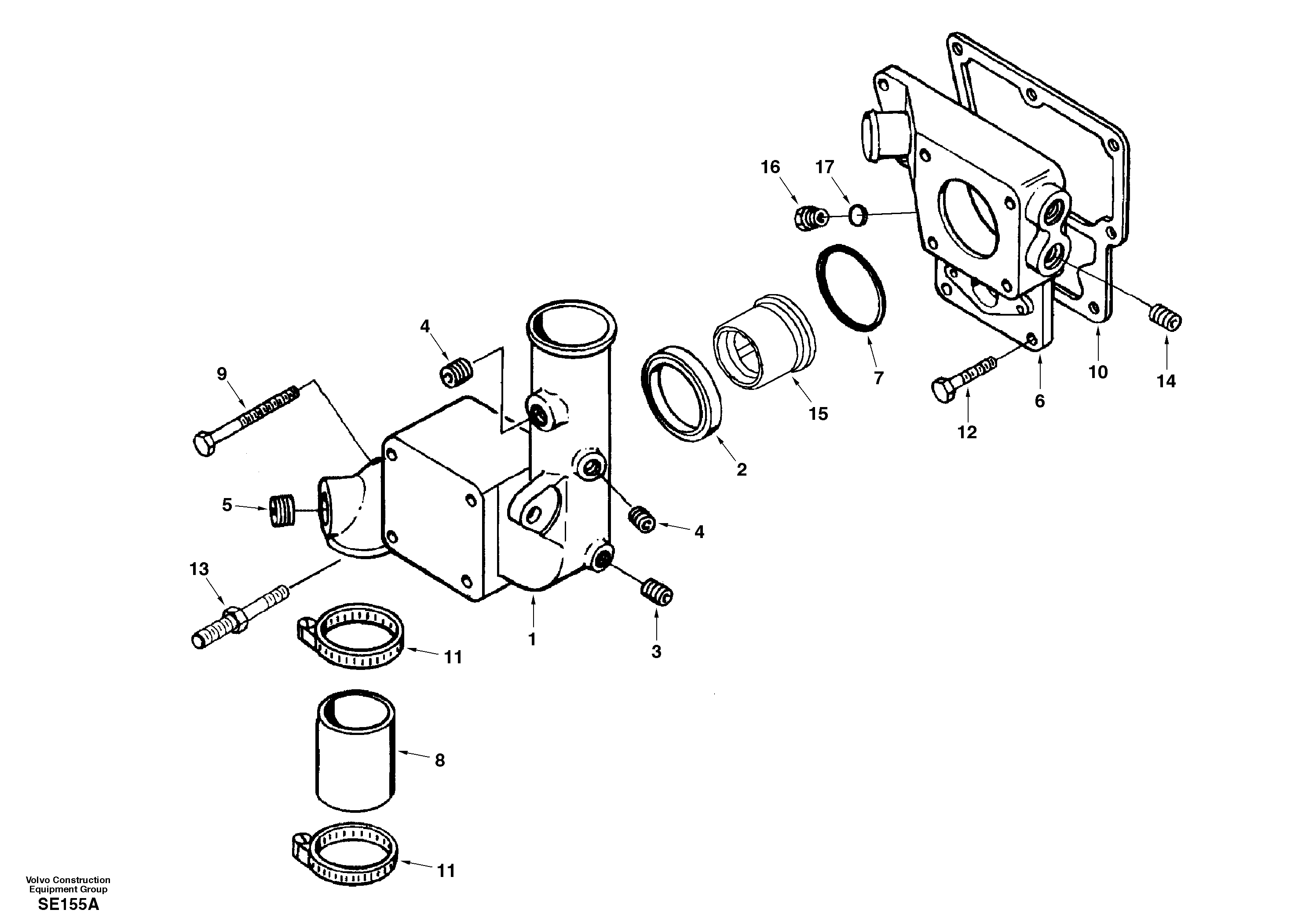 Схема запчастей Volvo EC360 - 33133 Thermostat housing 