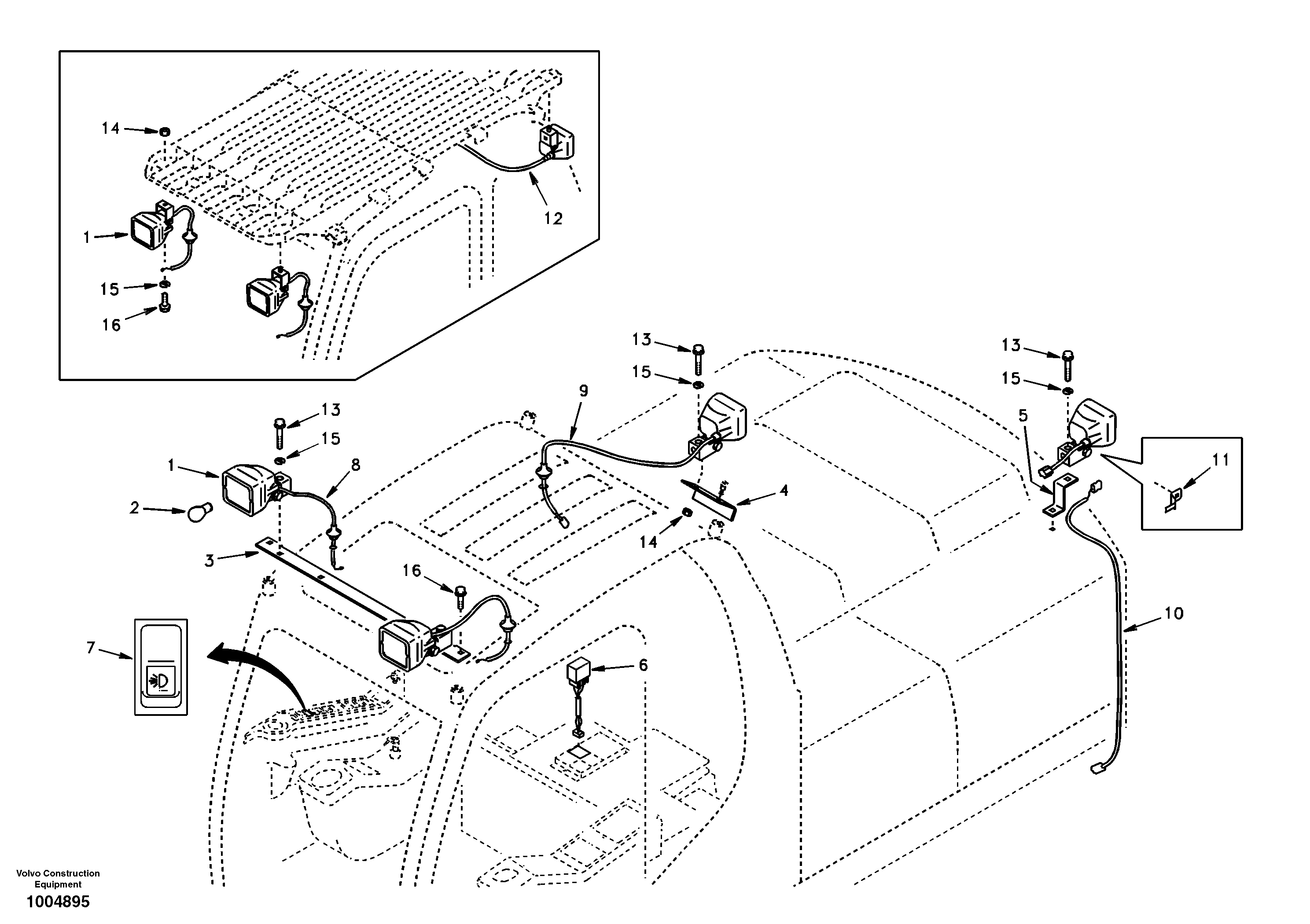 Схема запчастей Volvo EC360 - 34272 Work lights, extra 