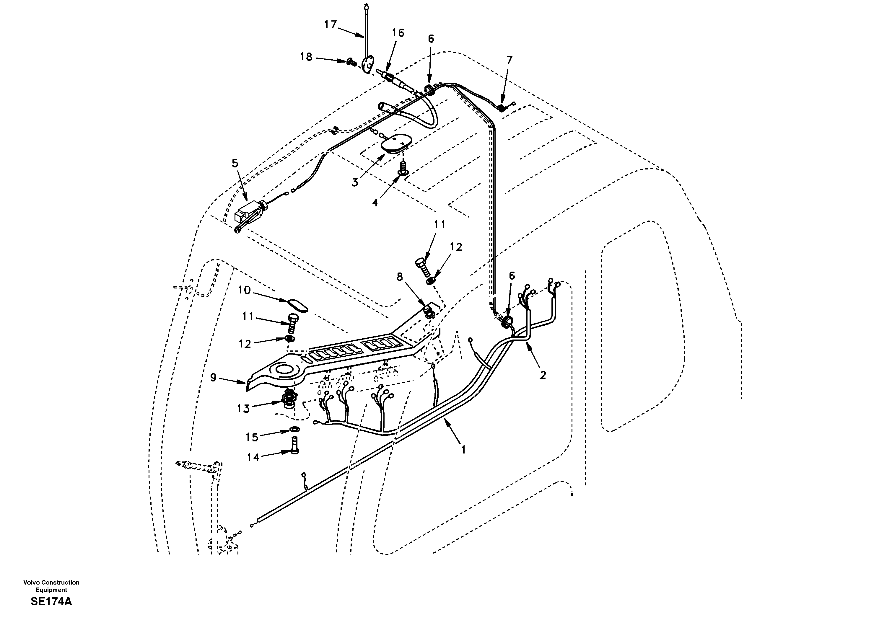 Схема запчастей Volvo EC360 - 106382 Cable harnesses, cab 