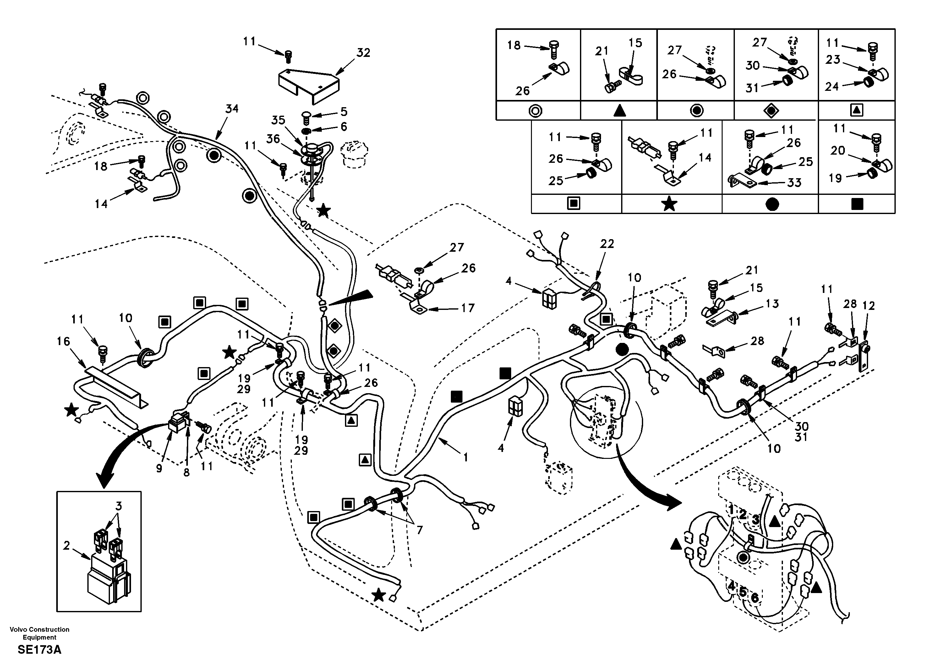 Схема запчастей Volvo EC360 - 36233 Cable and wire harness, main 