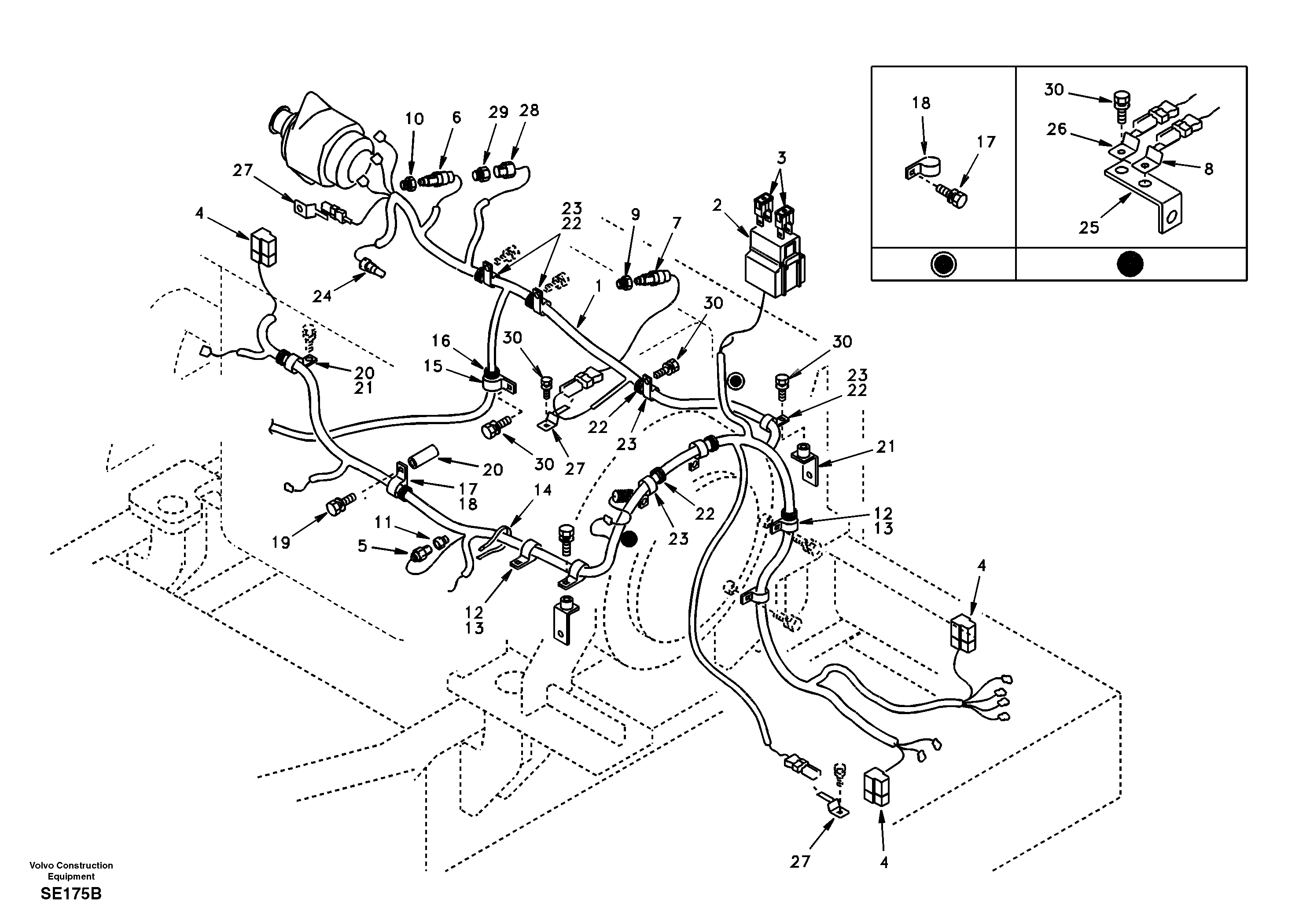 Схема запчастей Volvo EC360 - 36237 Cable harness, engine 