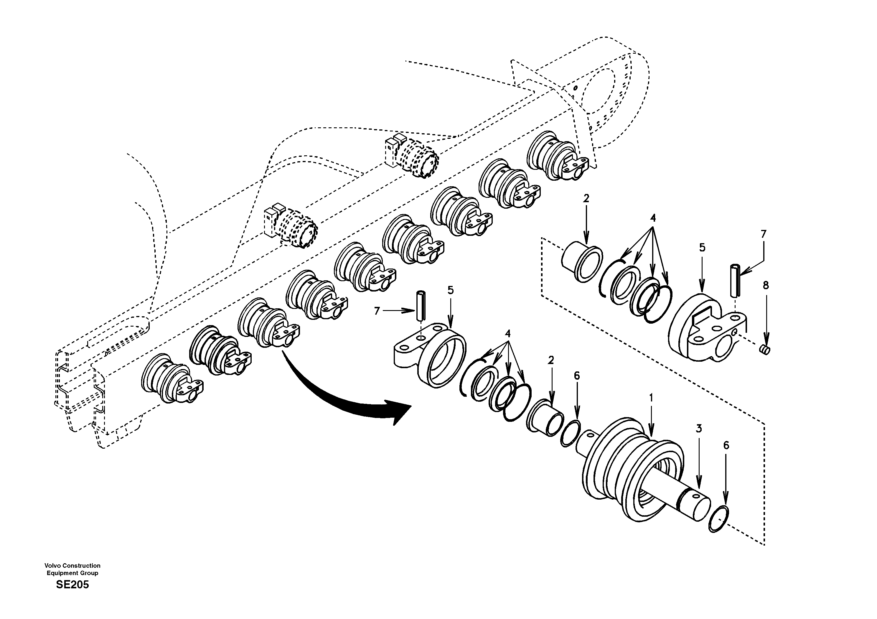 Схема запчастей Volvo EC360 - 30129 Bottom roller 