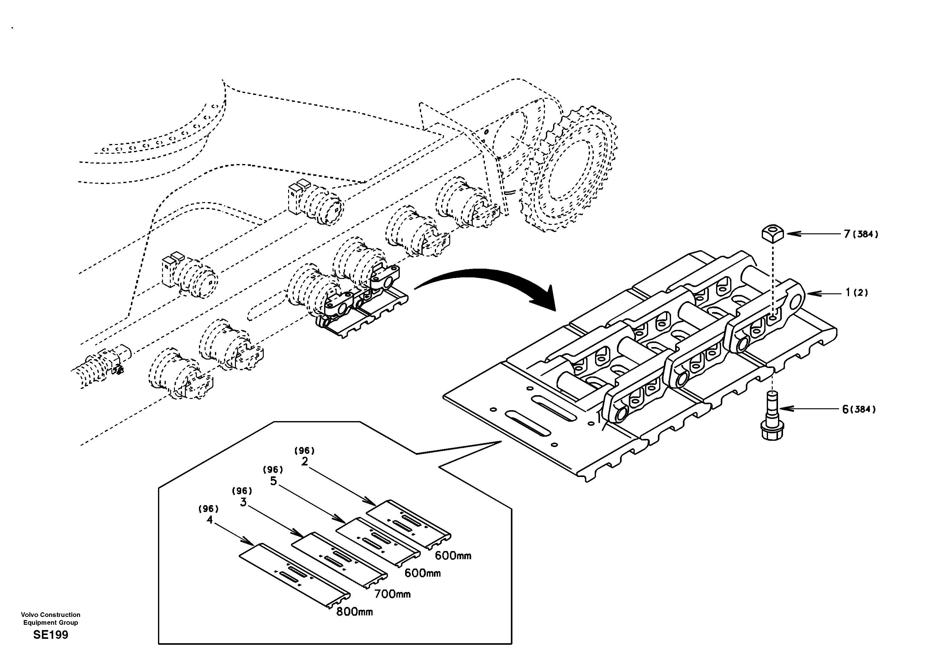 Схема запчастей Volvo EC360 - 31983 Undercarriage, track with shoes 