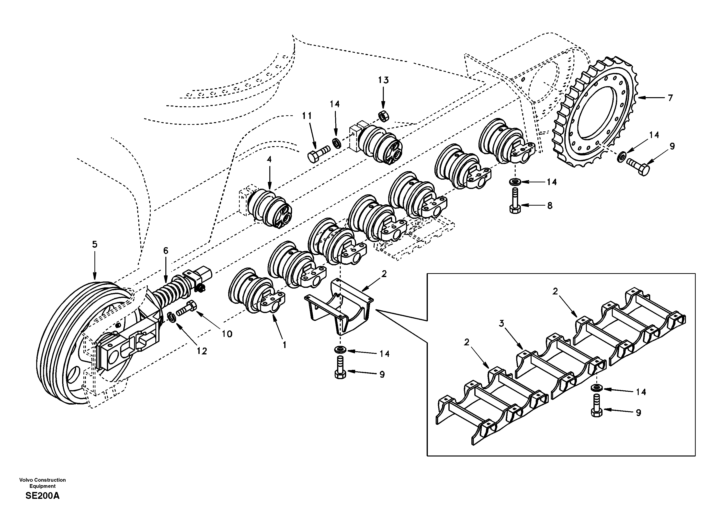 Схема запчастей Volvo EC360 - 34354 Undercarriage, components and track guards 