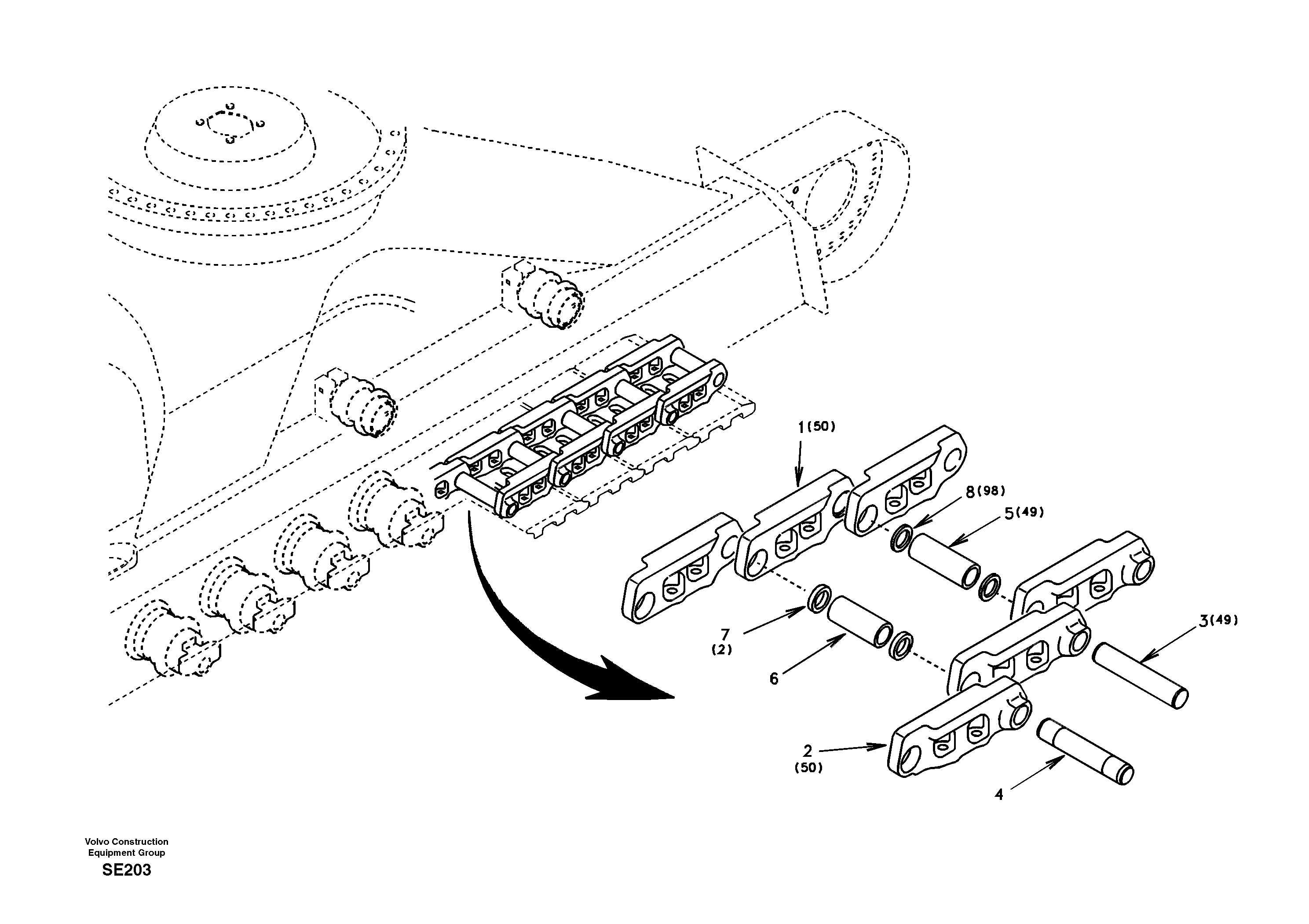 Схема запчастей Volvo EC360 - 42623 Гусеничная цепь 