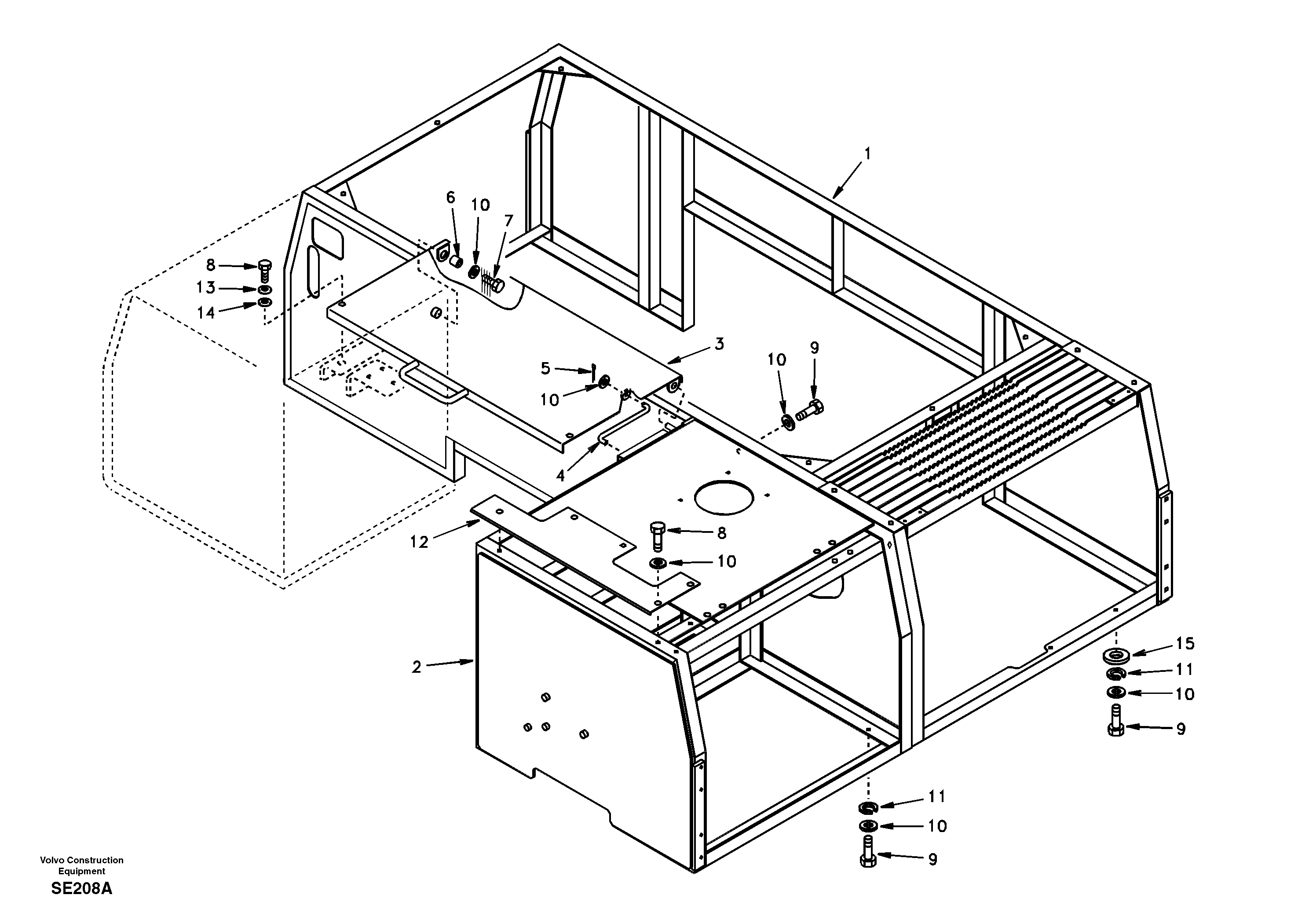 Схема запчастей Volvo EC360 - 12484 Cowl frame, cover and hood 