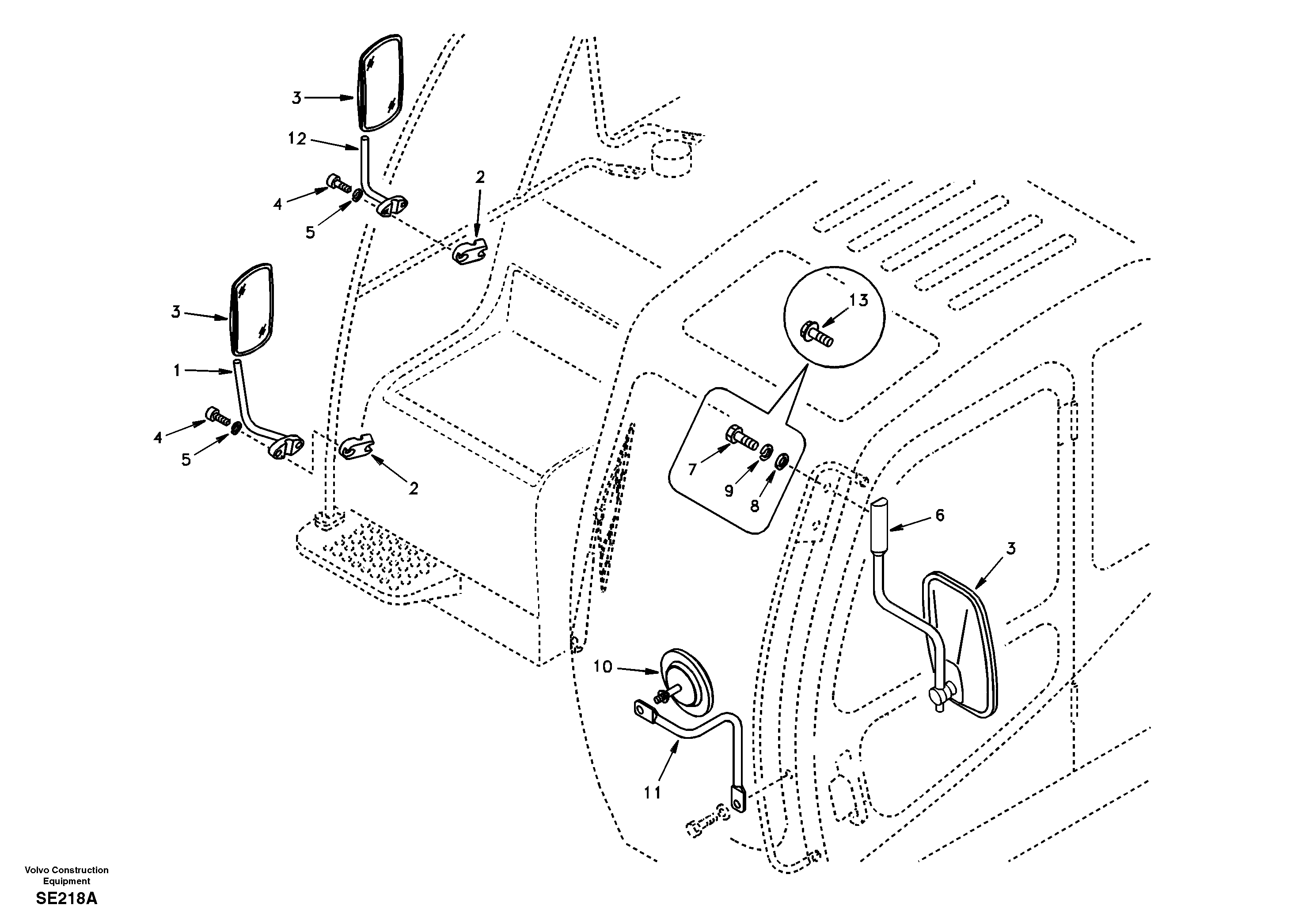 Схема запчастей Volvo EC360 - 41463 Rear view mirror 