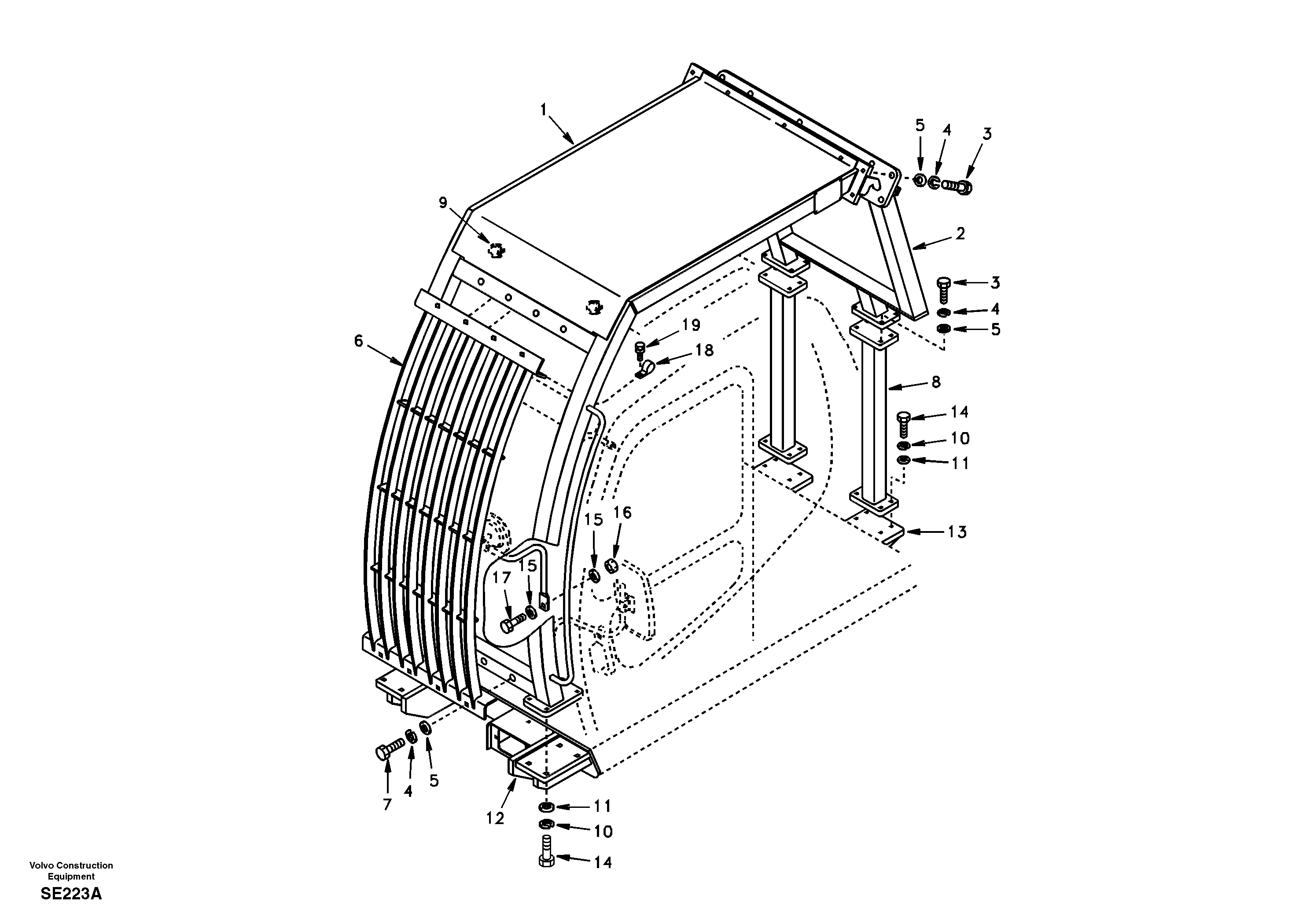 Схема запчастей Volvo EC360 - 45148 Falling object guards 