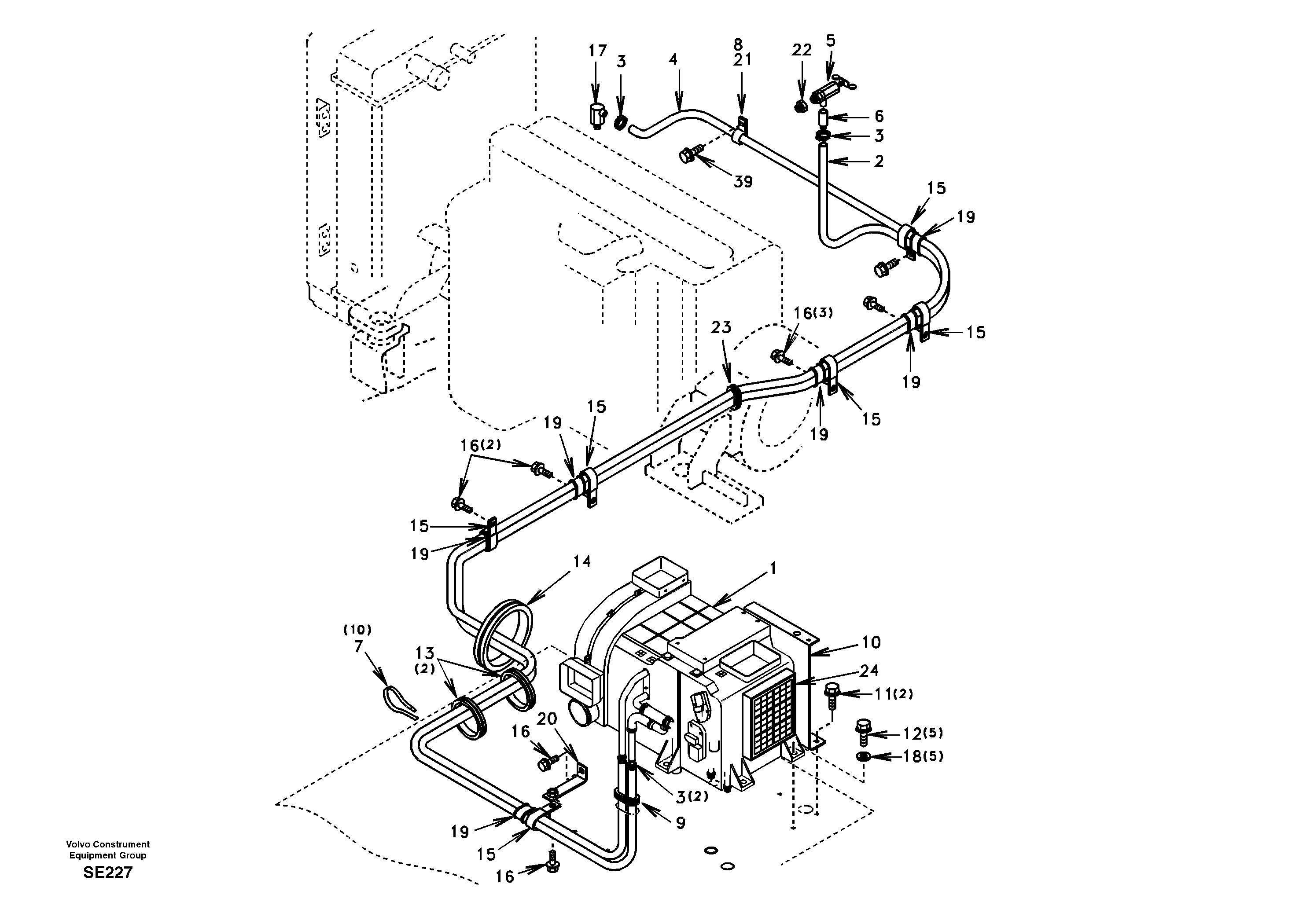 Схема запчастей Volvo EC360 - 35443 Heating line 