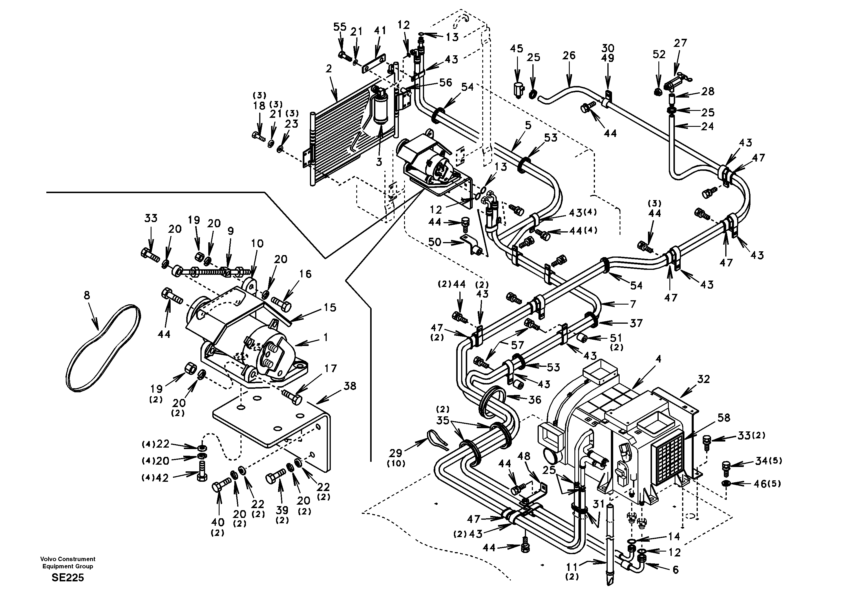 Схема запчастей Volvo EC360 - 55051 Air conditioning line, cooling and heater 