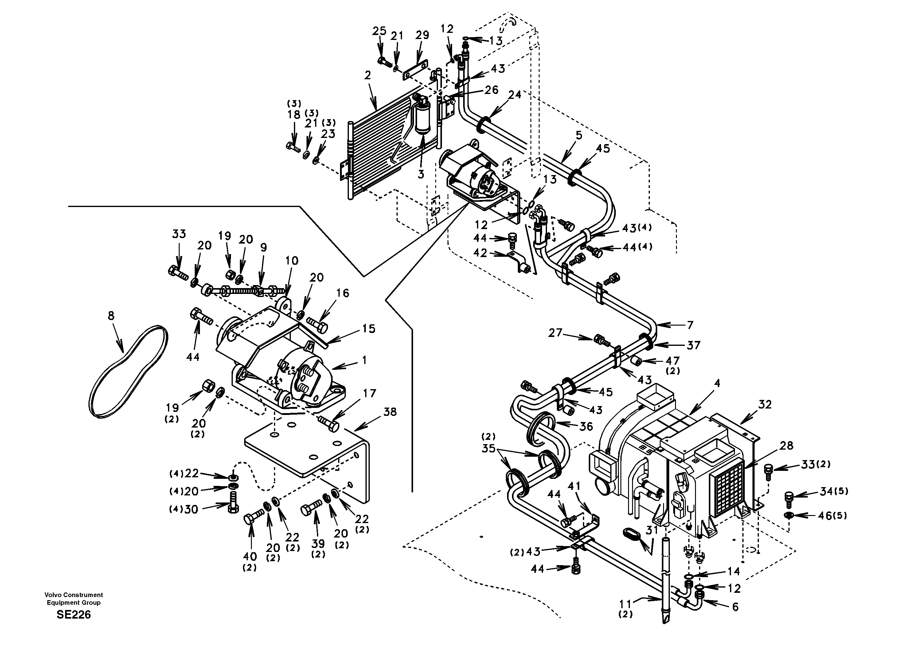 Схема запчастей Volvo EC360 - 55052 Air conditioning unit line 