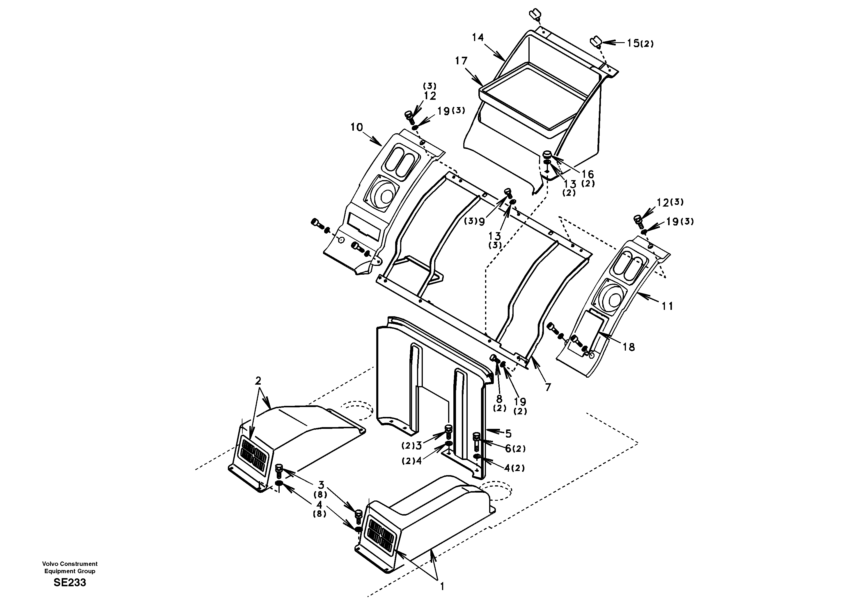 Схема запчастей Volvo EC360 - 20279 Instrument panel, radio panel 