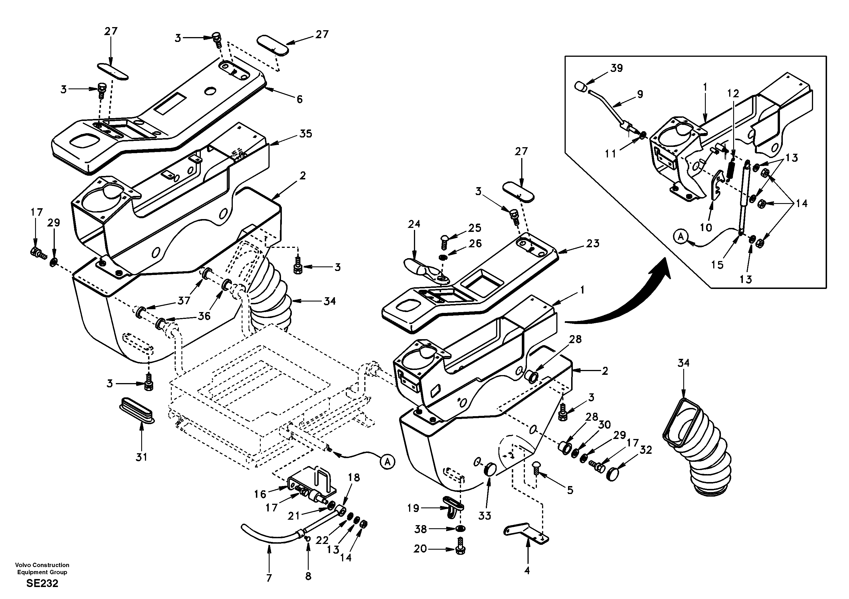 Схема запчастей Volvo EC360 - 35444 Instrument panel, control panel 