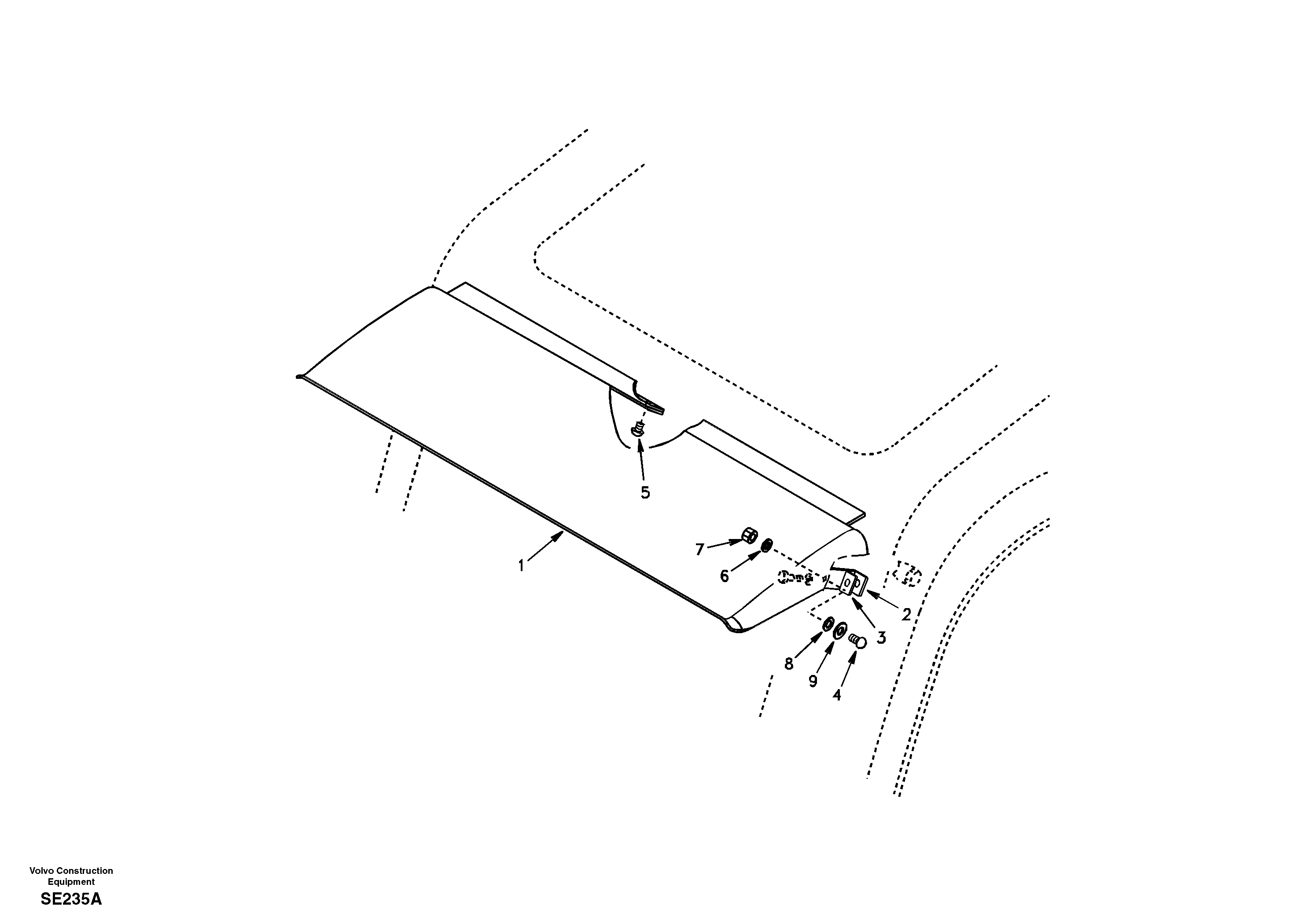 Схема запчастей Volvo EC360 - 35445 Rain visor, exterior equipment 