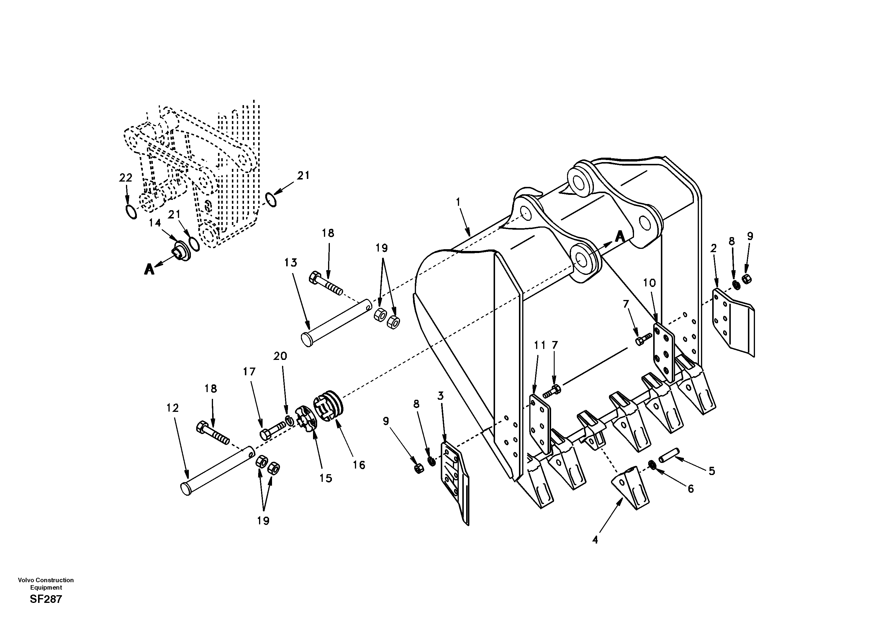 Схема запчастей Volvo EC460 - 39517 Ковш 