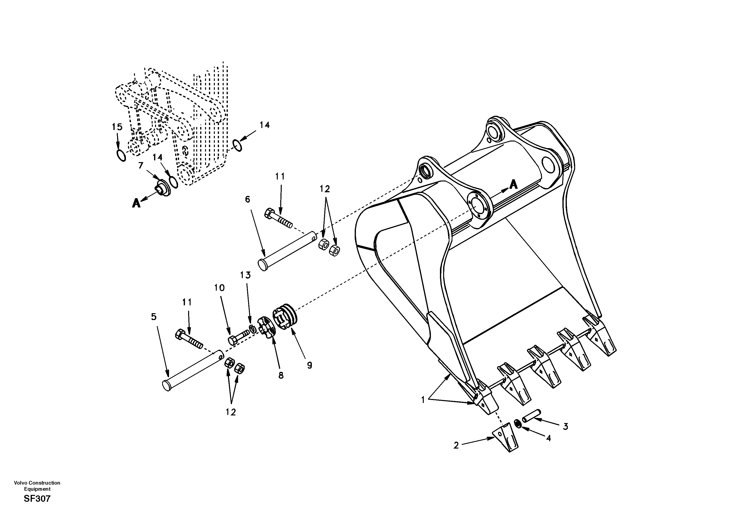 Схема запчастей Volvo EC460 - 39518 Ковш 