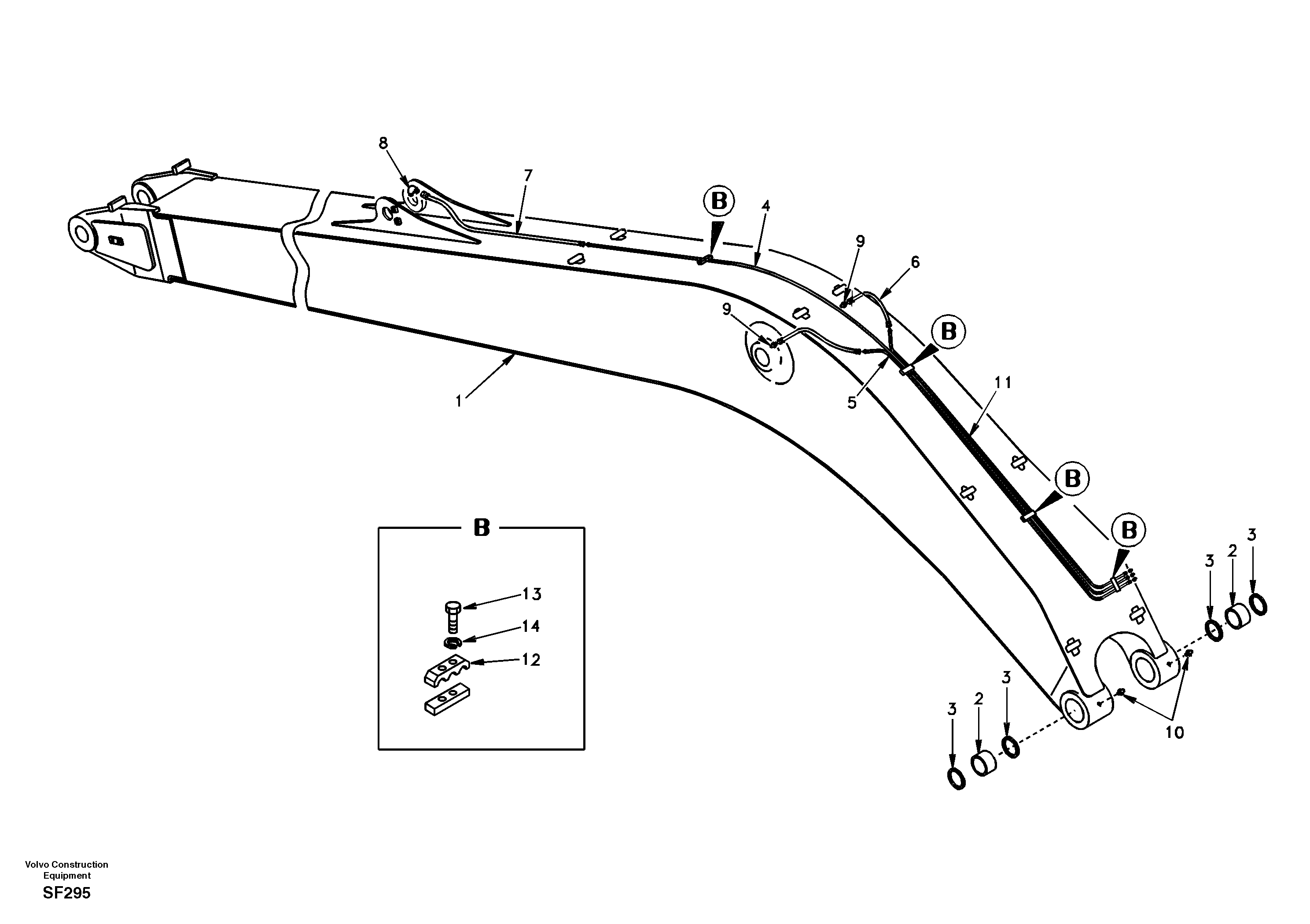 Схема запчастей Volvo EC460 - 35660 Boom and grease piping, super long 