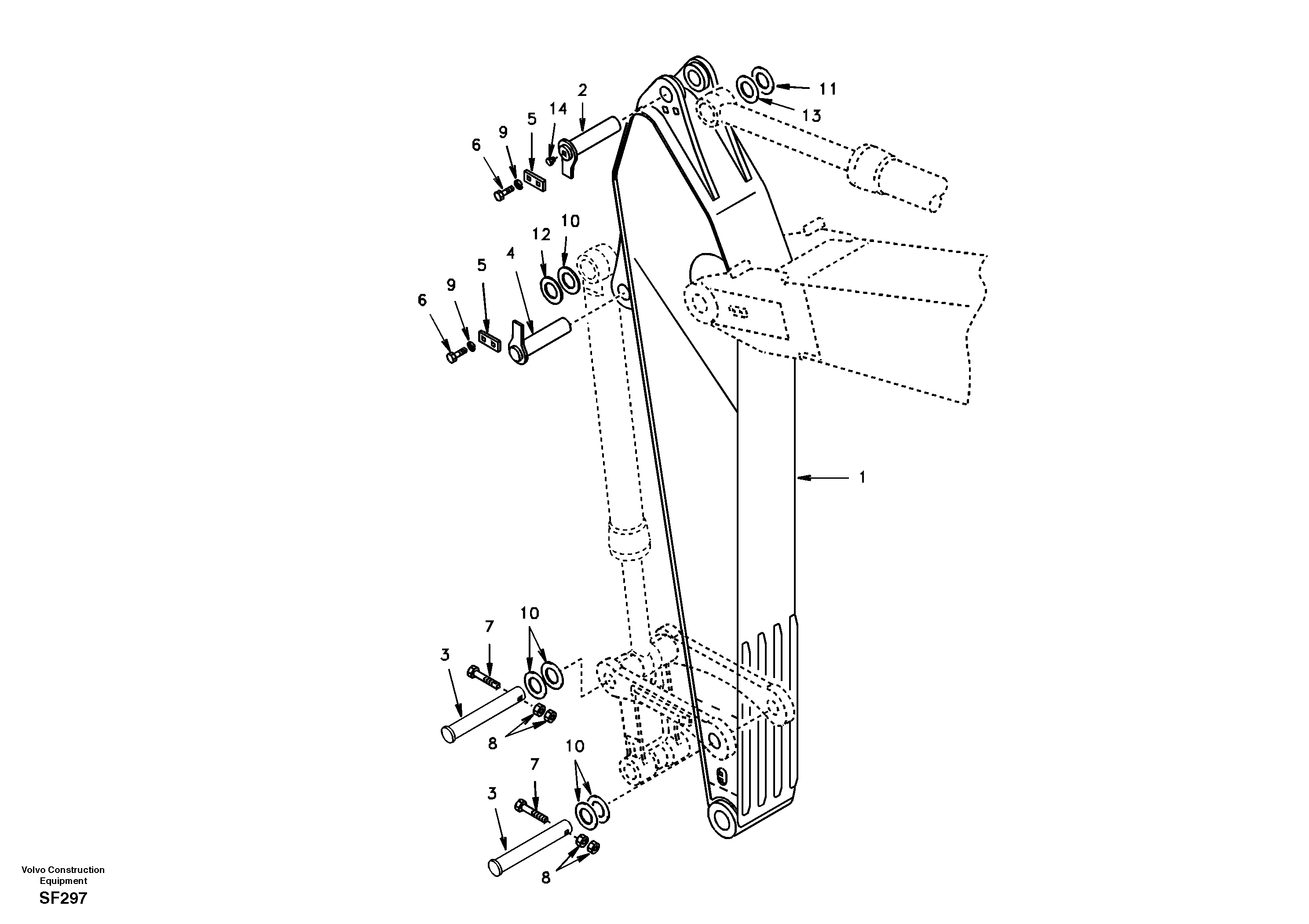 Схема запчастей Volvo EC460 - 44518 Links to dipper arm 