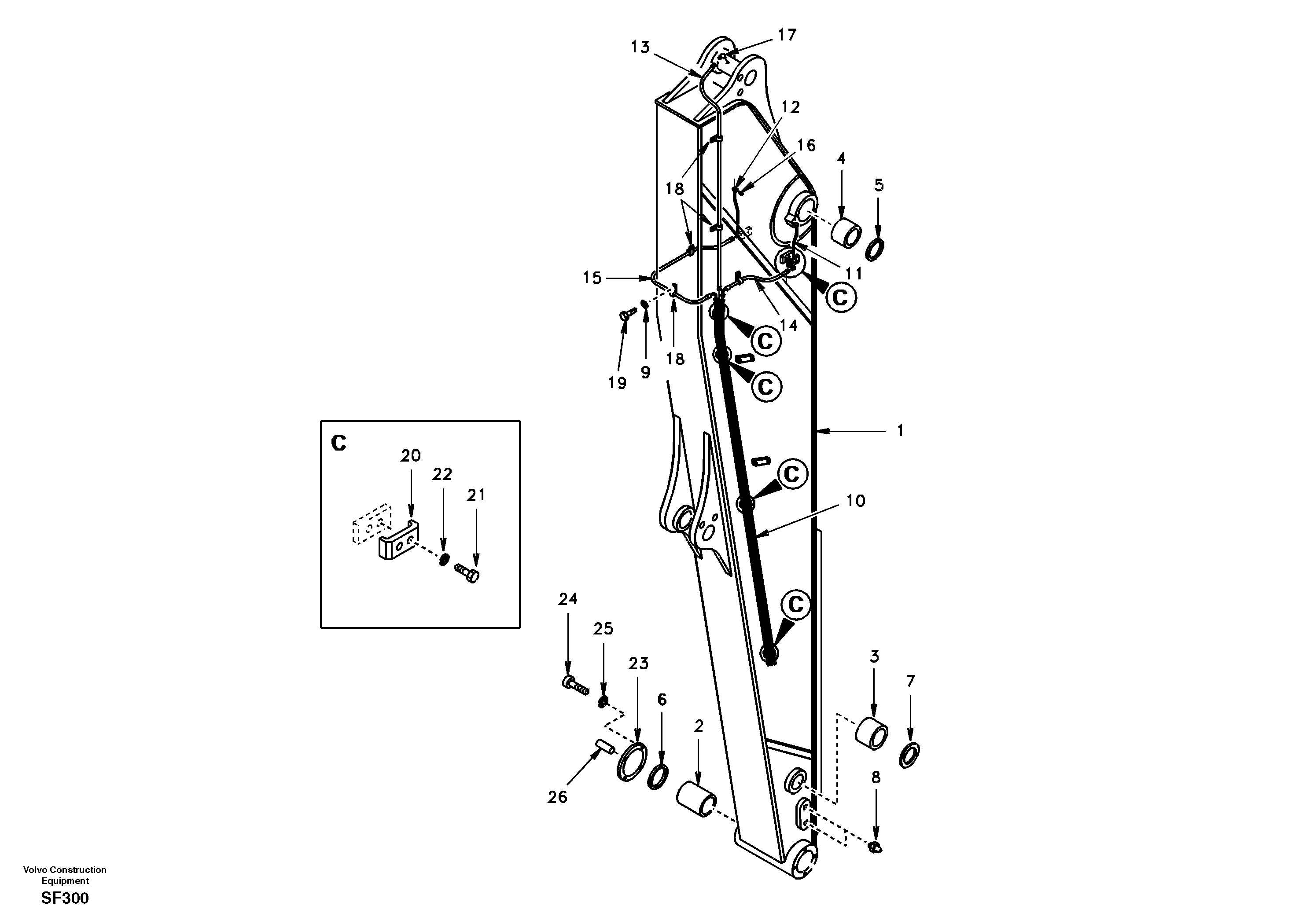 Схема запчастей Volvo EC460 - 74115 Dipper arm, super long 