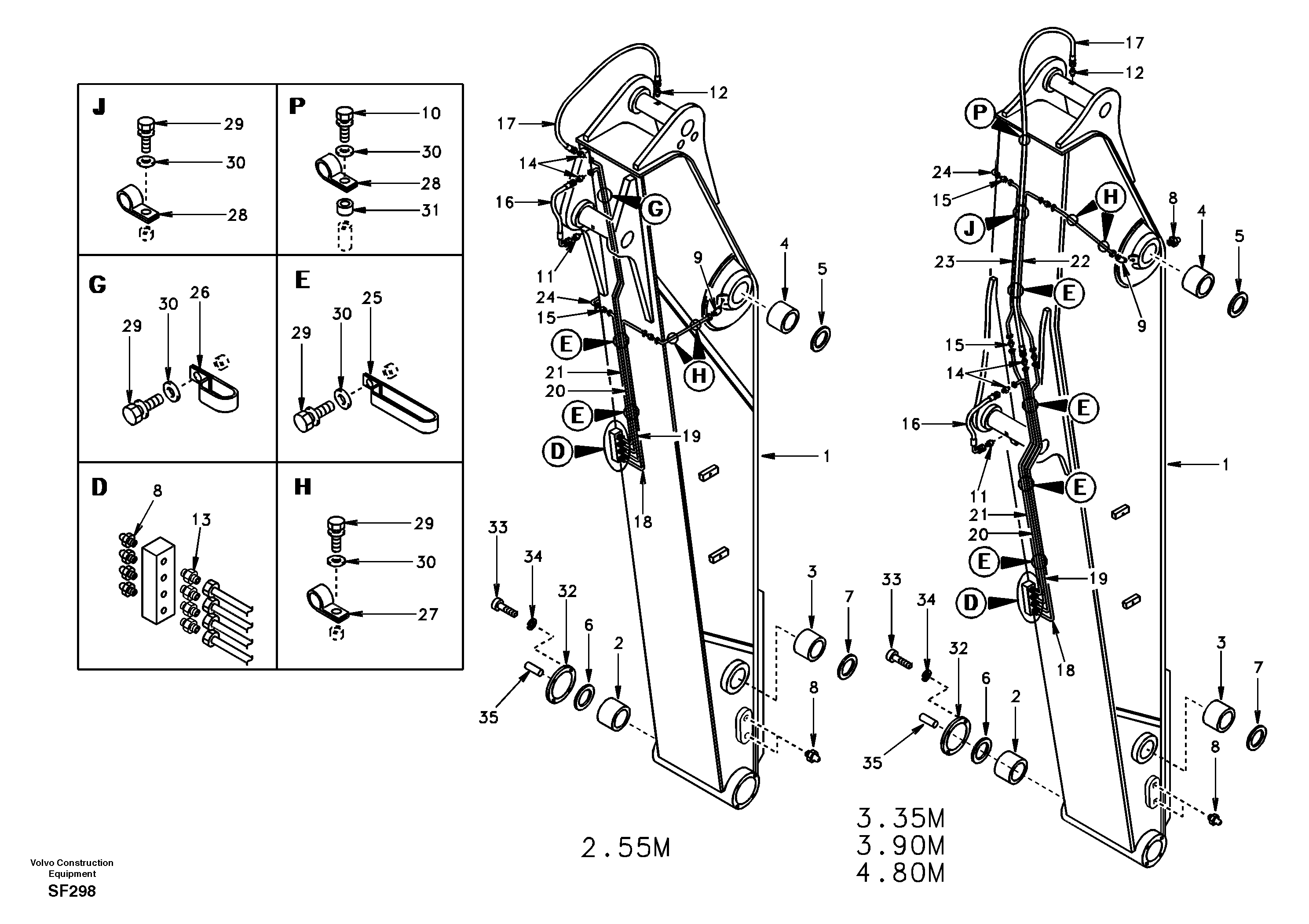 Схема запчастей Volvo EC460 - 78252 Dipper arm and grease piping with piping seat 