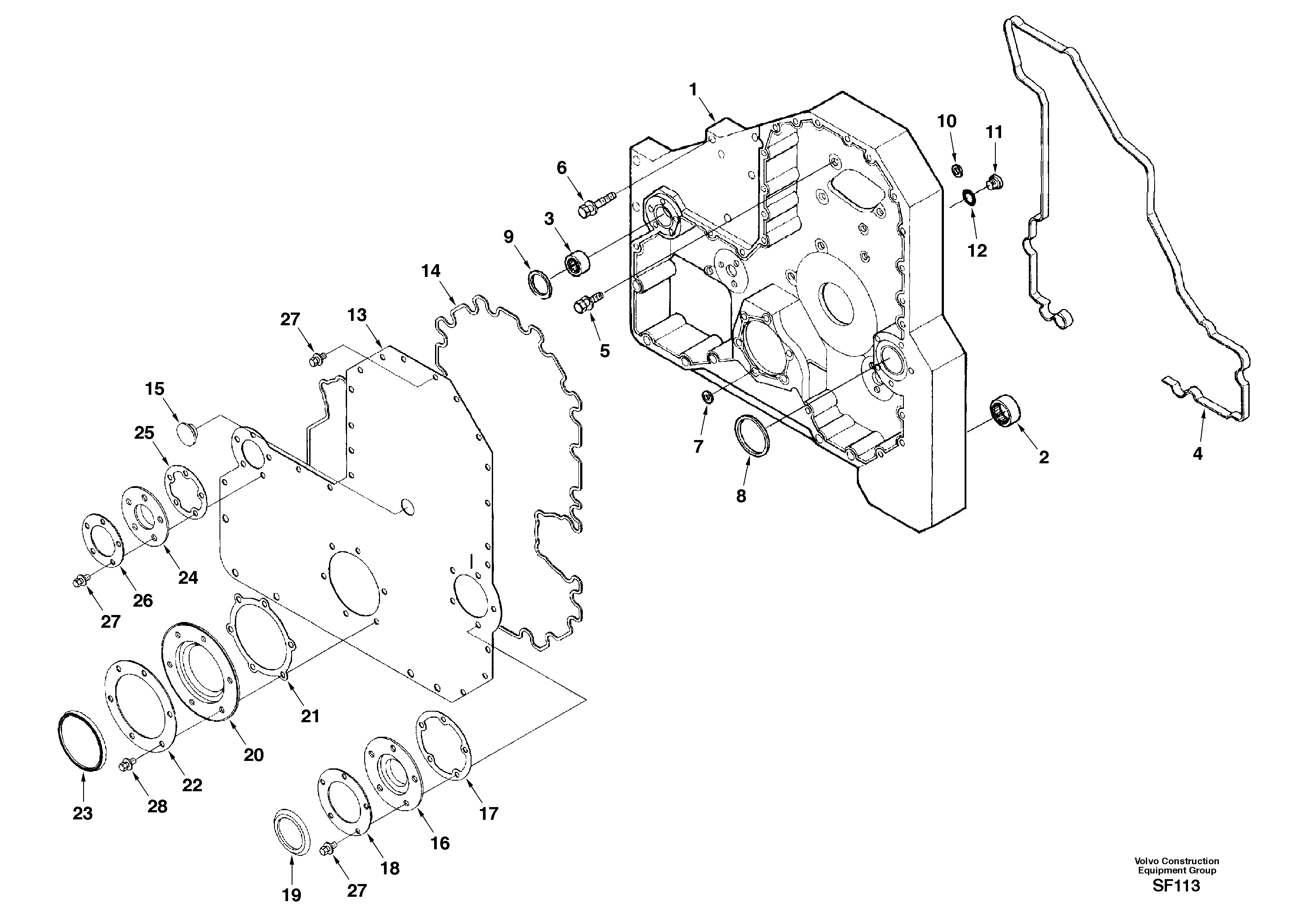 Схема запчастей Volvo EC460 - 58078 Timing gear casing 