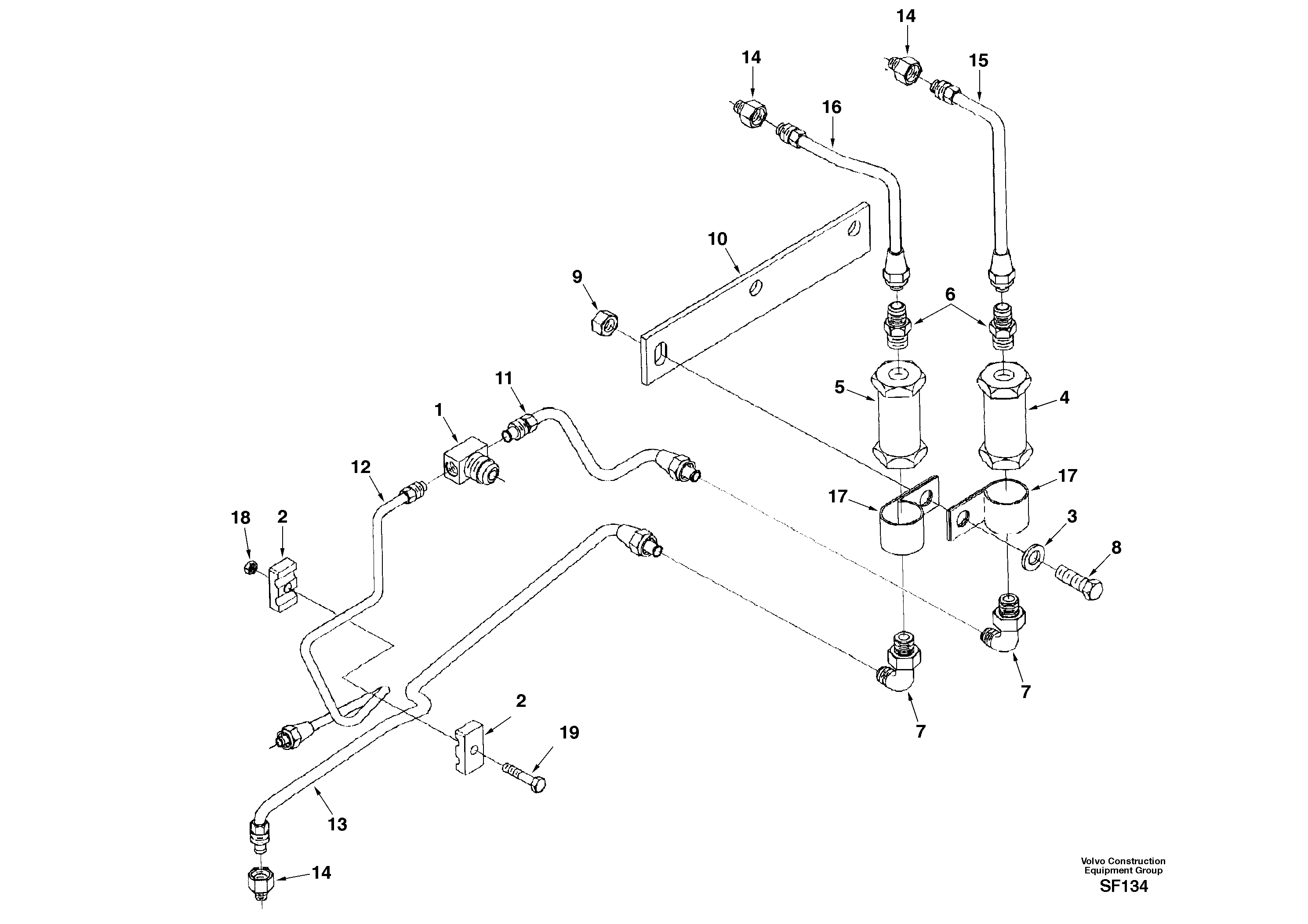 Схема запчастей Volvo EC460 - 100500 Fuel pipes-injector 