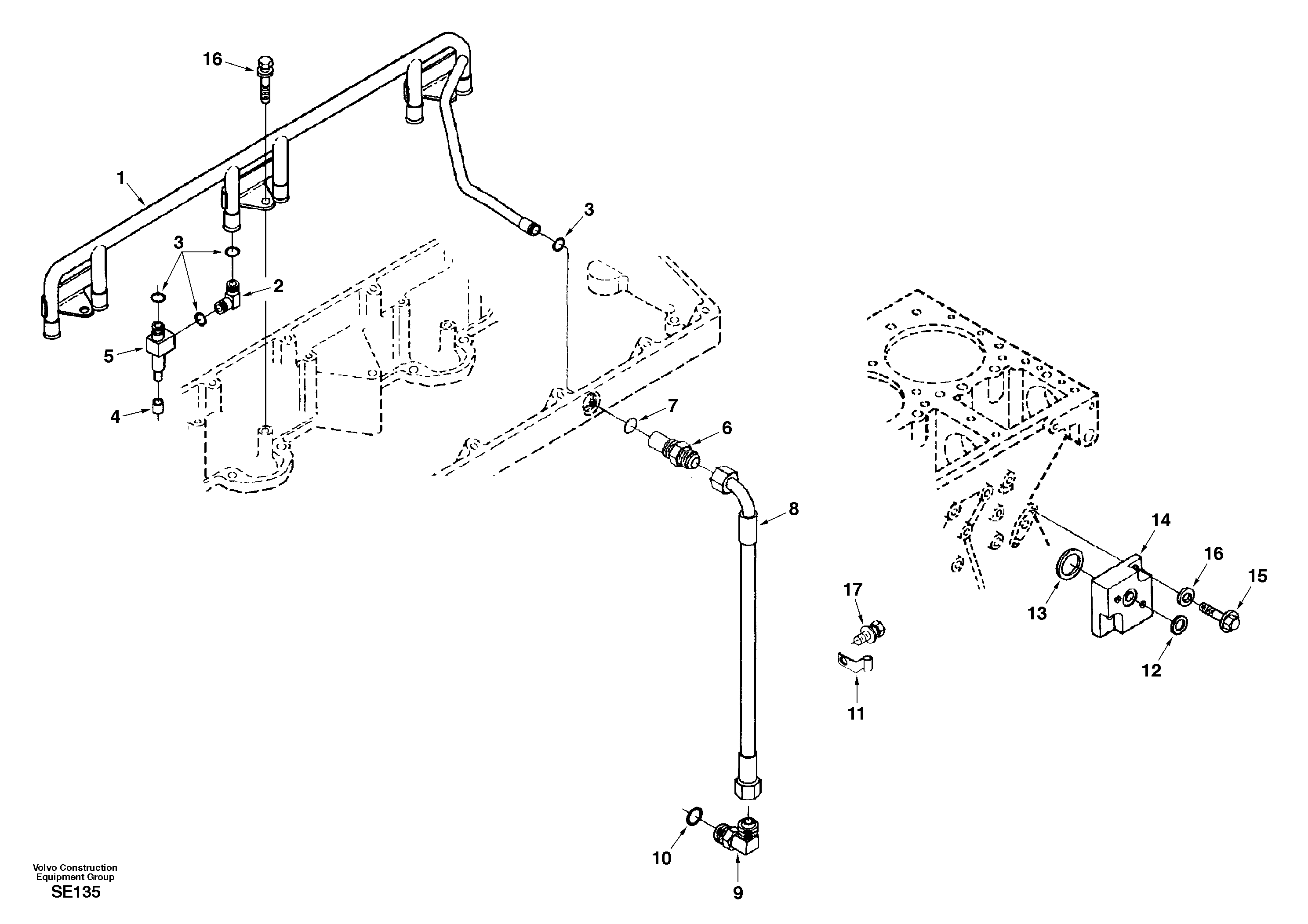 Схема запчастей Volvo EC460 - 27389 Fuel pipes-injector 