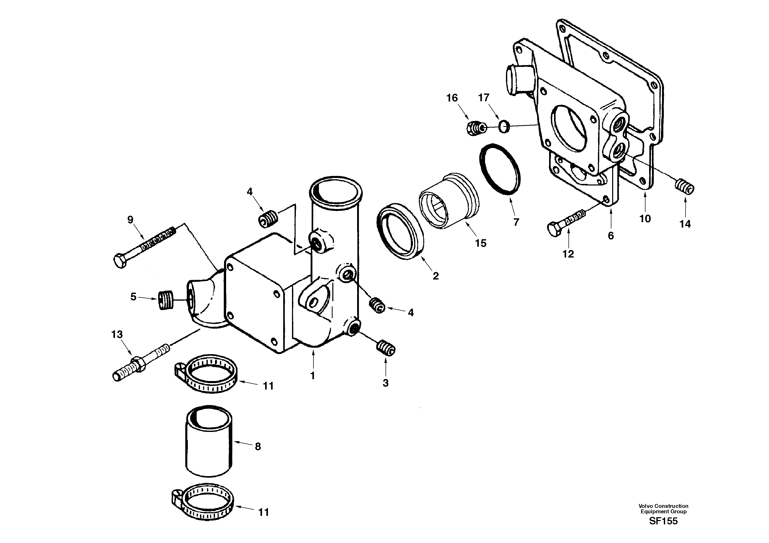 Схема запчастей Volvo EC460 - 33147 Thermostat housing 