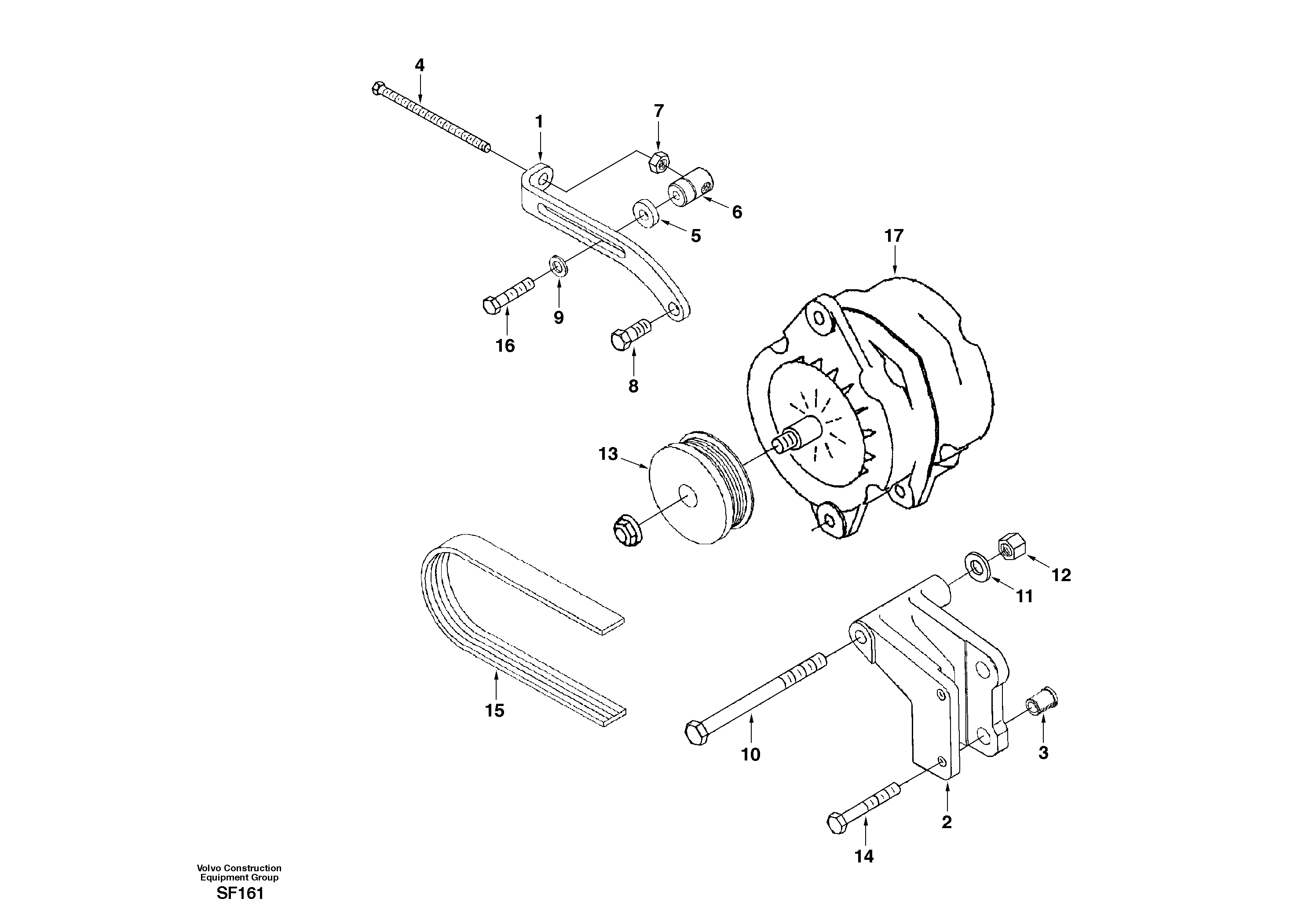 Схема запчастей Volvo EC460 - 51121 Alternator with assembling details 