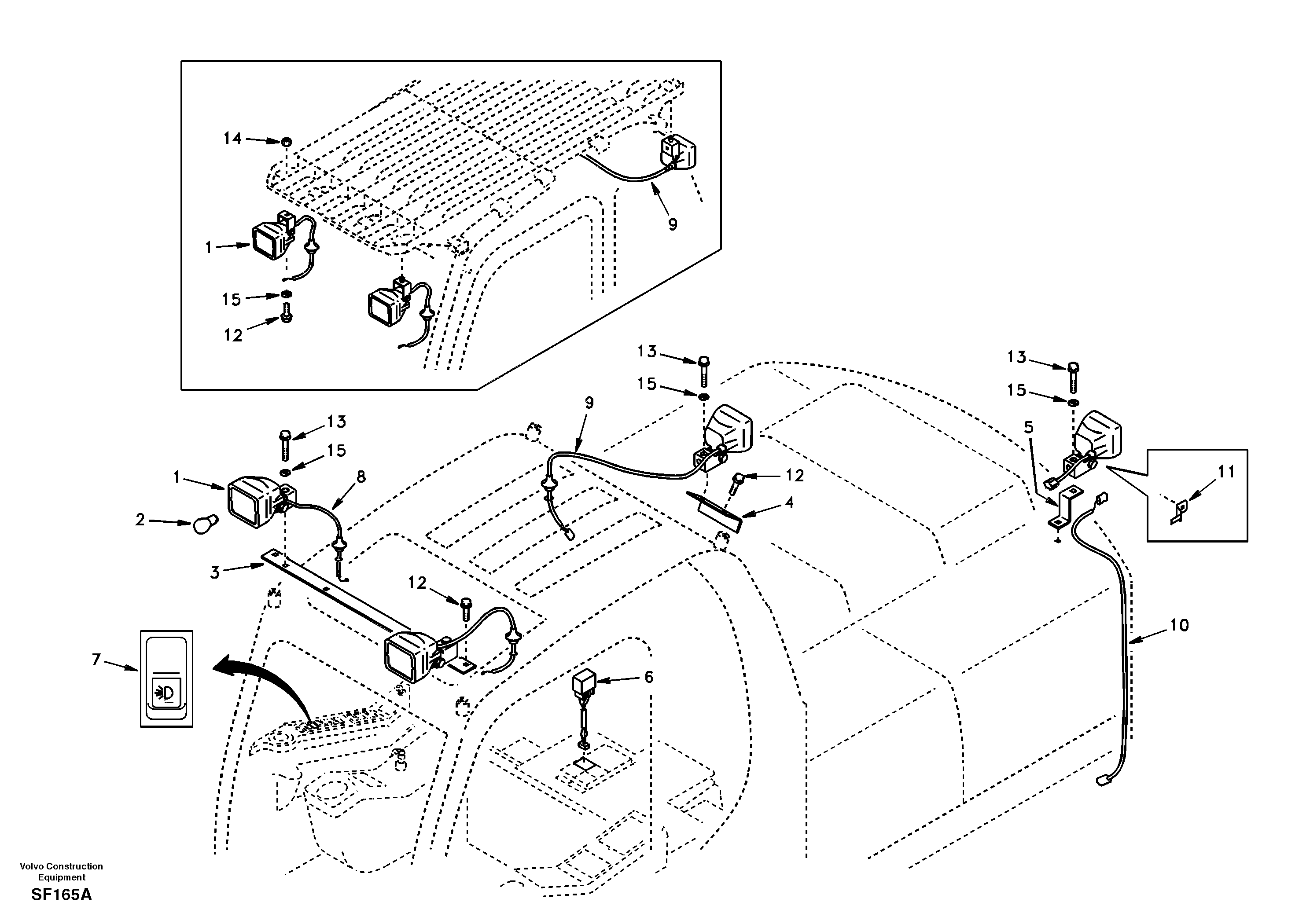 Схема запчастей Volvo EC460 - 38429 Work lights, extra 