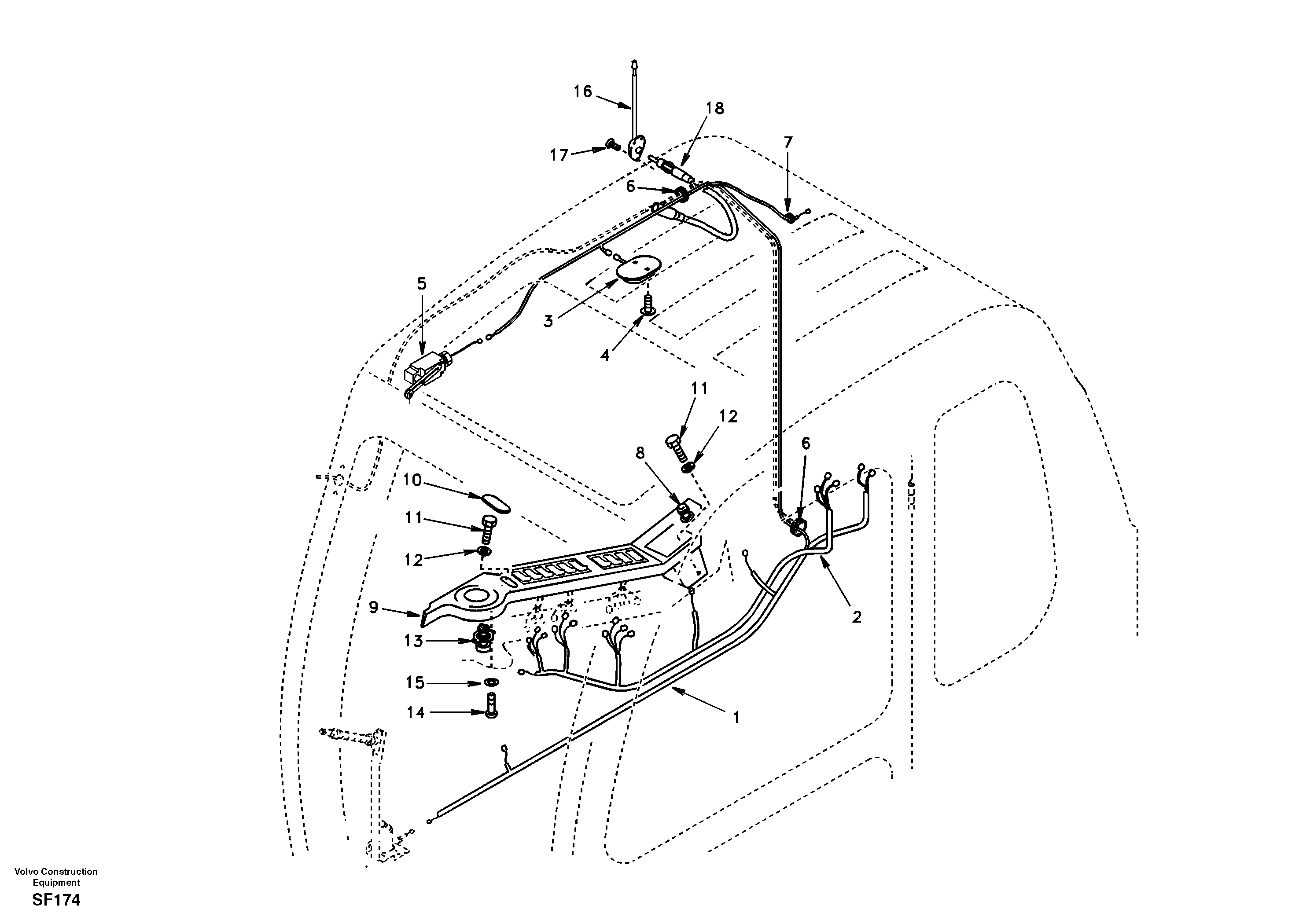 Схема запчастей Volvo EC460 - 100663 Cable harnesses, cab 