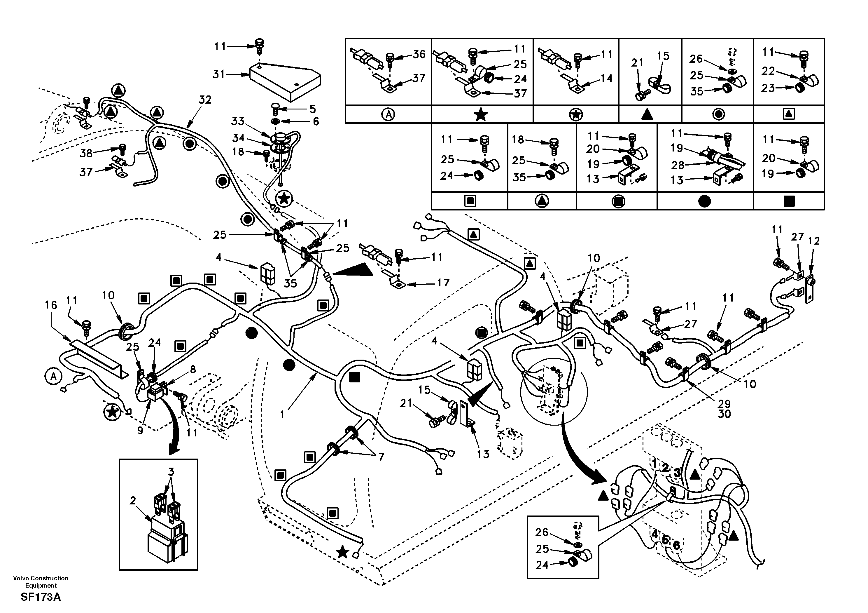 Схема запчастей Volvo EC460 - 37845 Cable and wire harness, main 