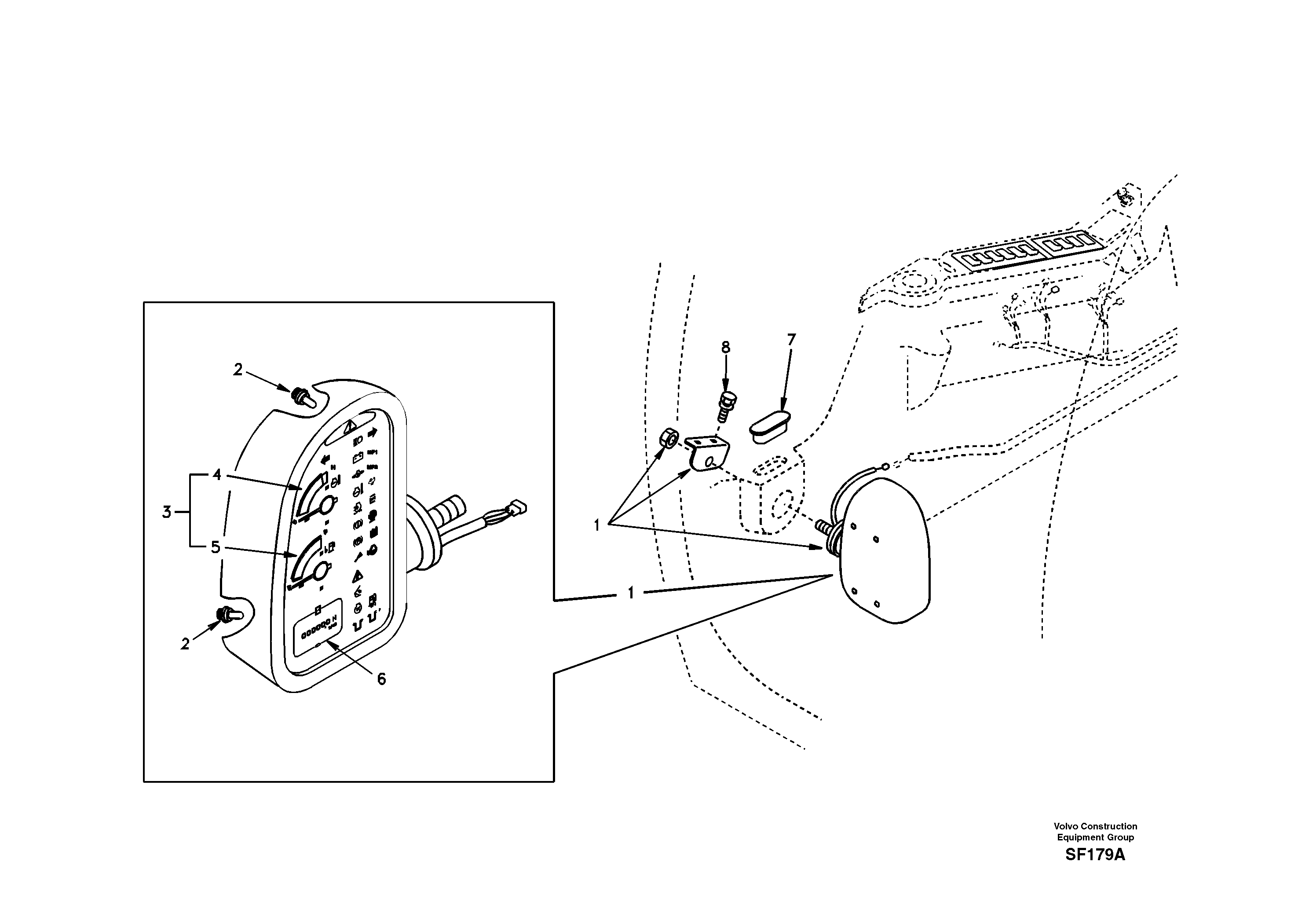 Схема запчастей Volvo EC460 - 17182 Instrument panel, warning unit and information unit 